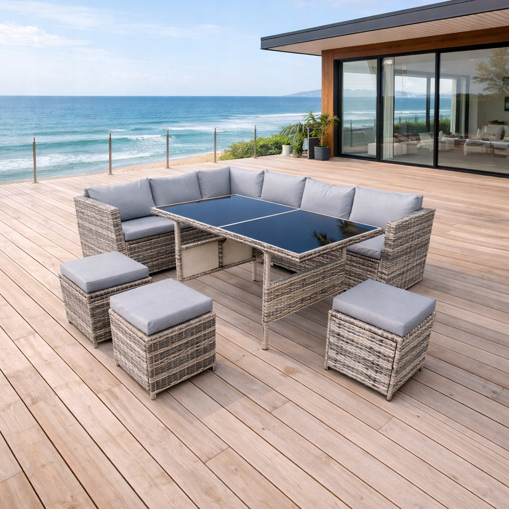 SET GARDEN FURNITURE RATTAN CORNER, HIGH TABLE 9PEOPLE Packaging status original