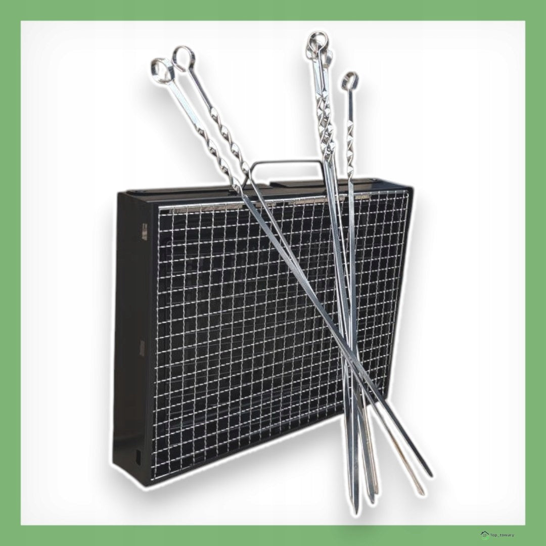 SET GRILL HIKING SUITCASE FOLDING MANGAL + 6x SKEWERS SHAMPOOS Grill width 35 cm