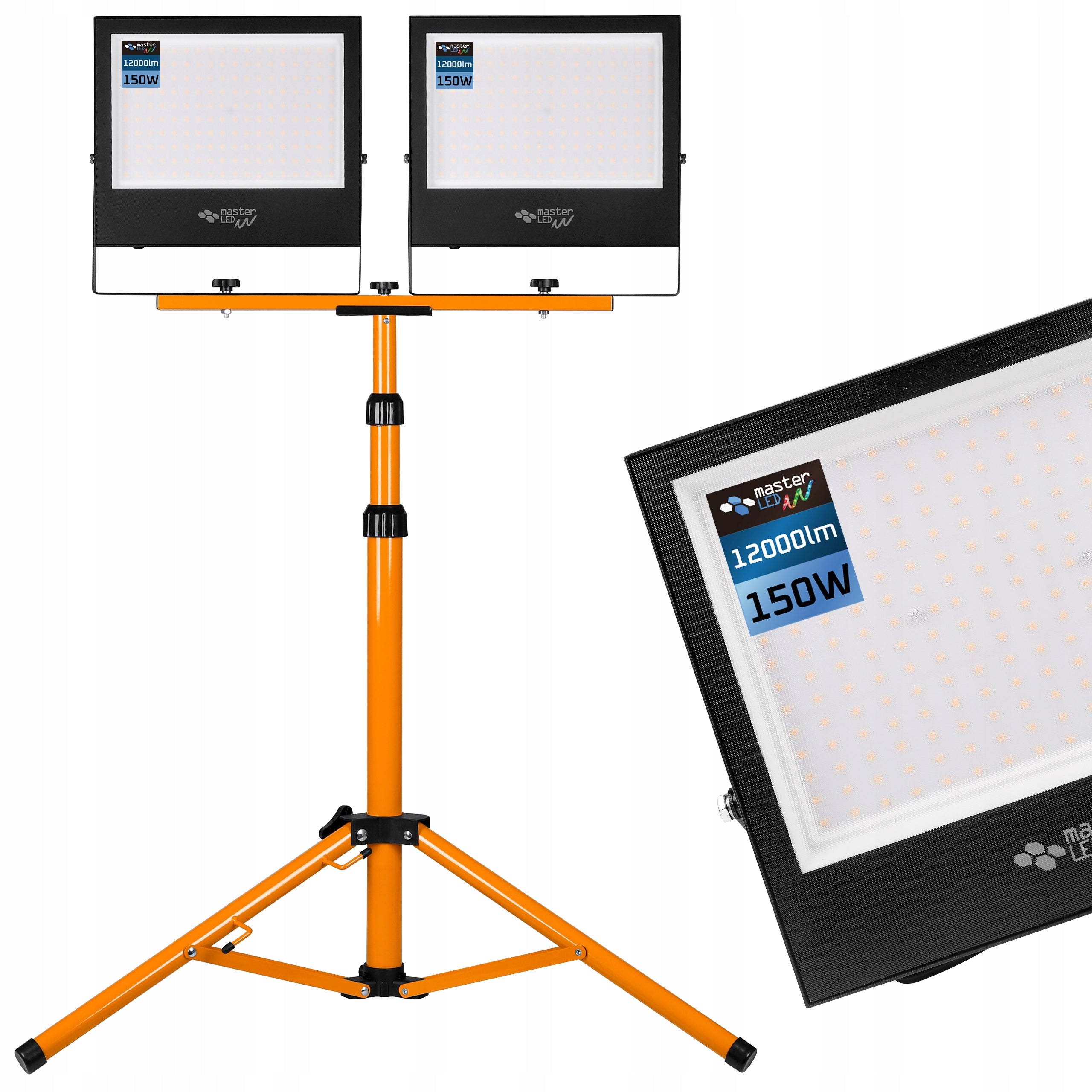 SET HALOGEN floodlight LED TRIPOD 2x150W 4500K construction work