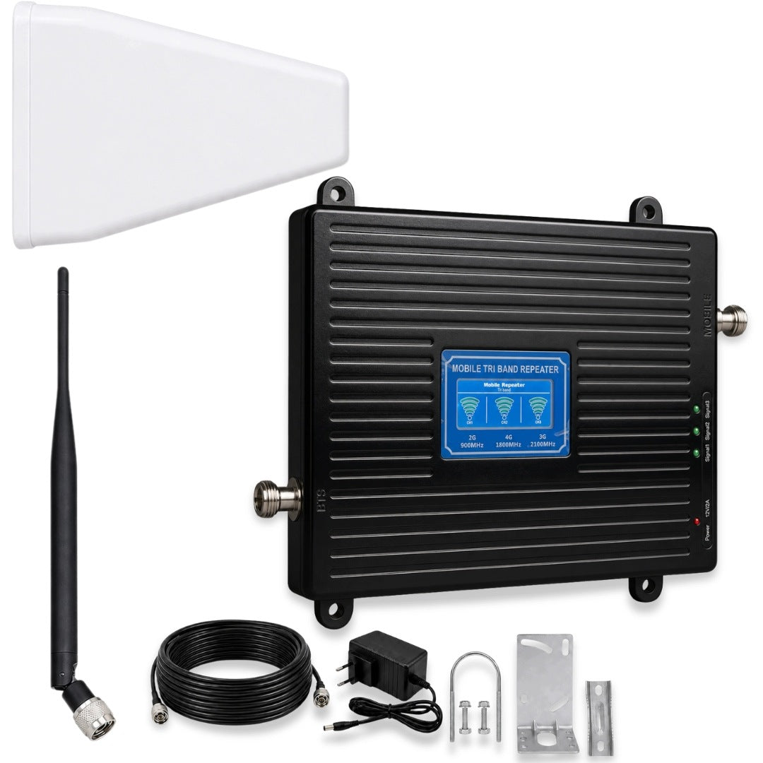 SET INTERNET RANGE SIGNAL AMPLIFIER GSM 3G 4G LTE + 2 ANTENNAS