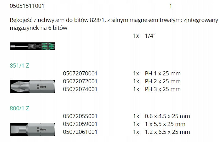 SET KRAFTFORM COMPACT 27, SET 2, 7CZ WERA Brand Wera