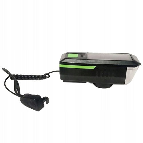 SET LED BICYCLE LIGHT SOLAR USB HORN BELL + REAR LAMP STRONG Light beam 1000 lm