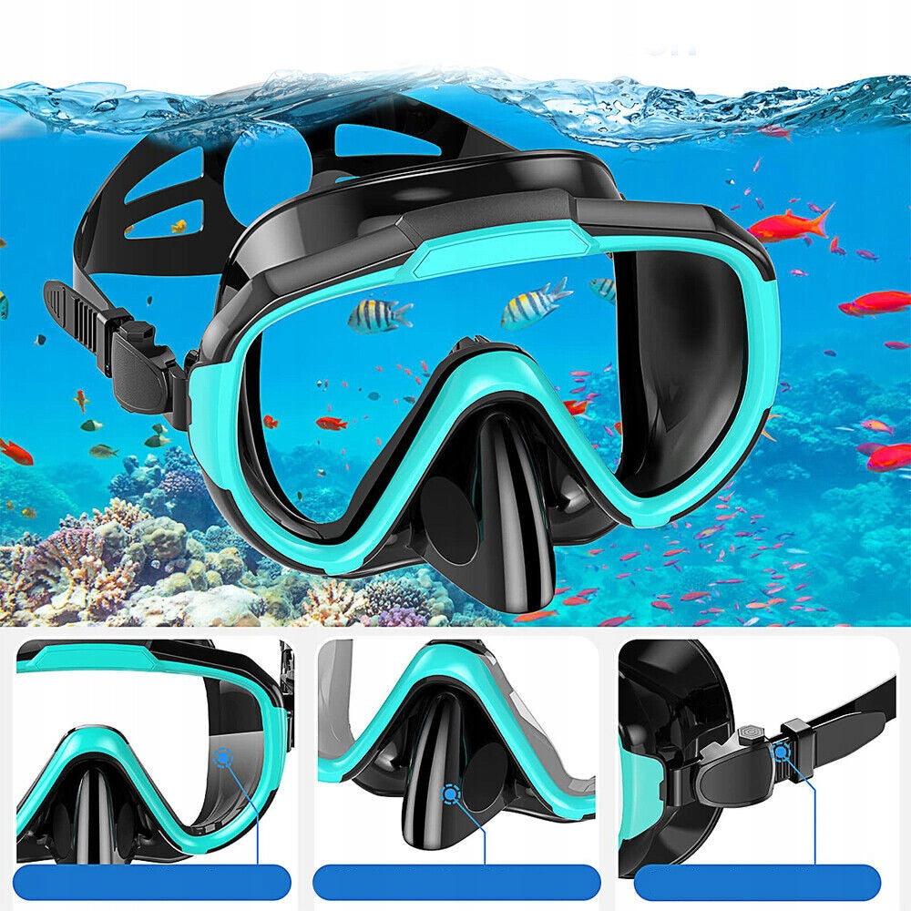 SET MASK AND SNORKEL DIVING GLASSES AND SNORKELING TUBE + fins EAN (GTIN) 6908872736543