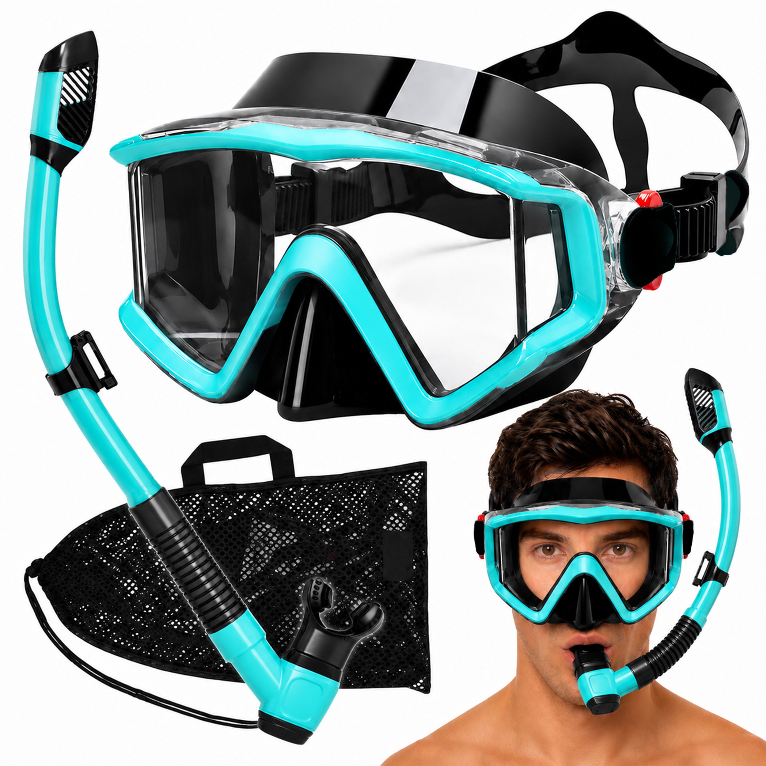 SET MASK AND SNORKEL FOR DIVING SWIMMING WITH SNORKEL SNURKLING HIT 180°