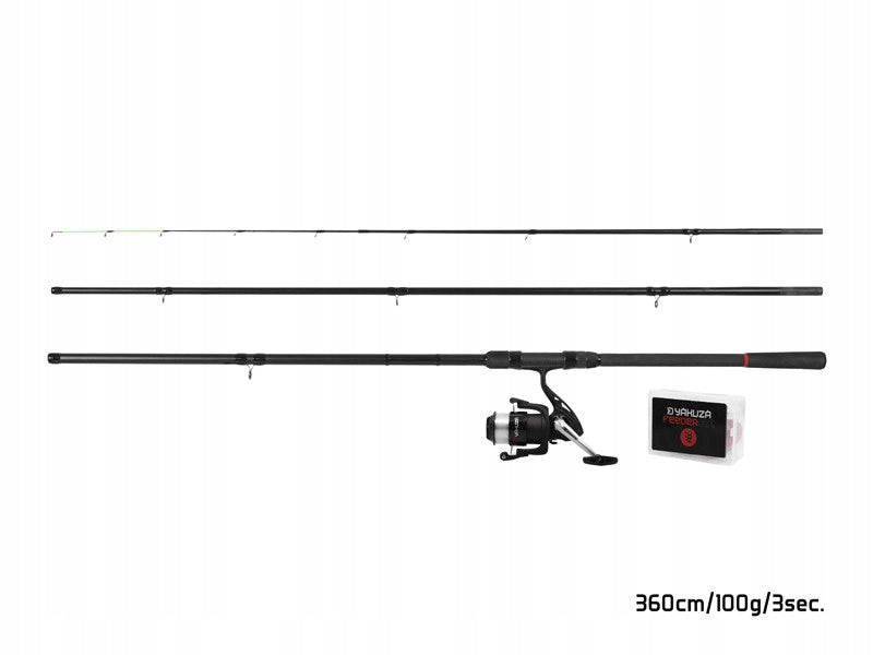 SET METHOD FEEDER DELPHIN YAKUZA 360CM + REEL ACCESSORIES Packaging status original