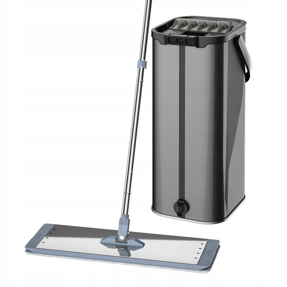 SET MOP INNOVATIVE STAINLESS STEEL BUCKET BLACK X1 (12305)