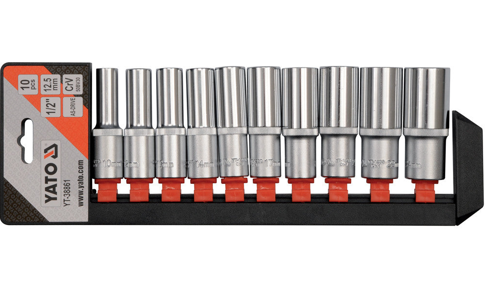 SET OF 1/2" LONG SOCKETS, 10PCS YT-38861 YATO Packaging status original