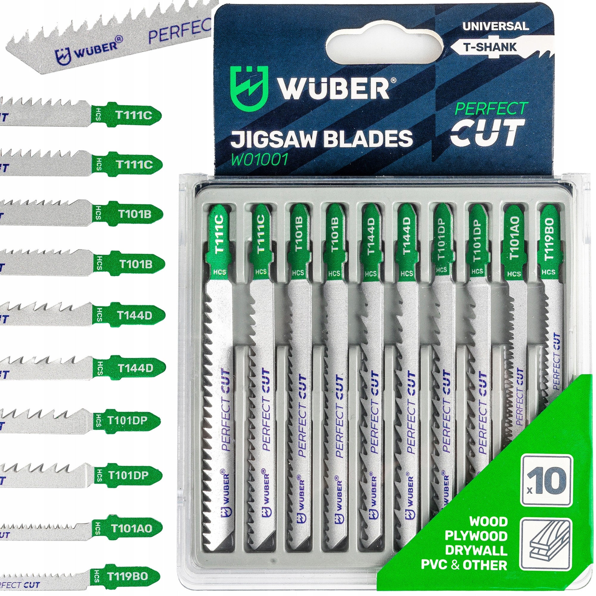 SET OF 10 KNIVES SAW BLADES WOOD JIGSAW CUTTERS PLYWOOD WUBER