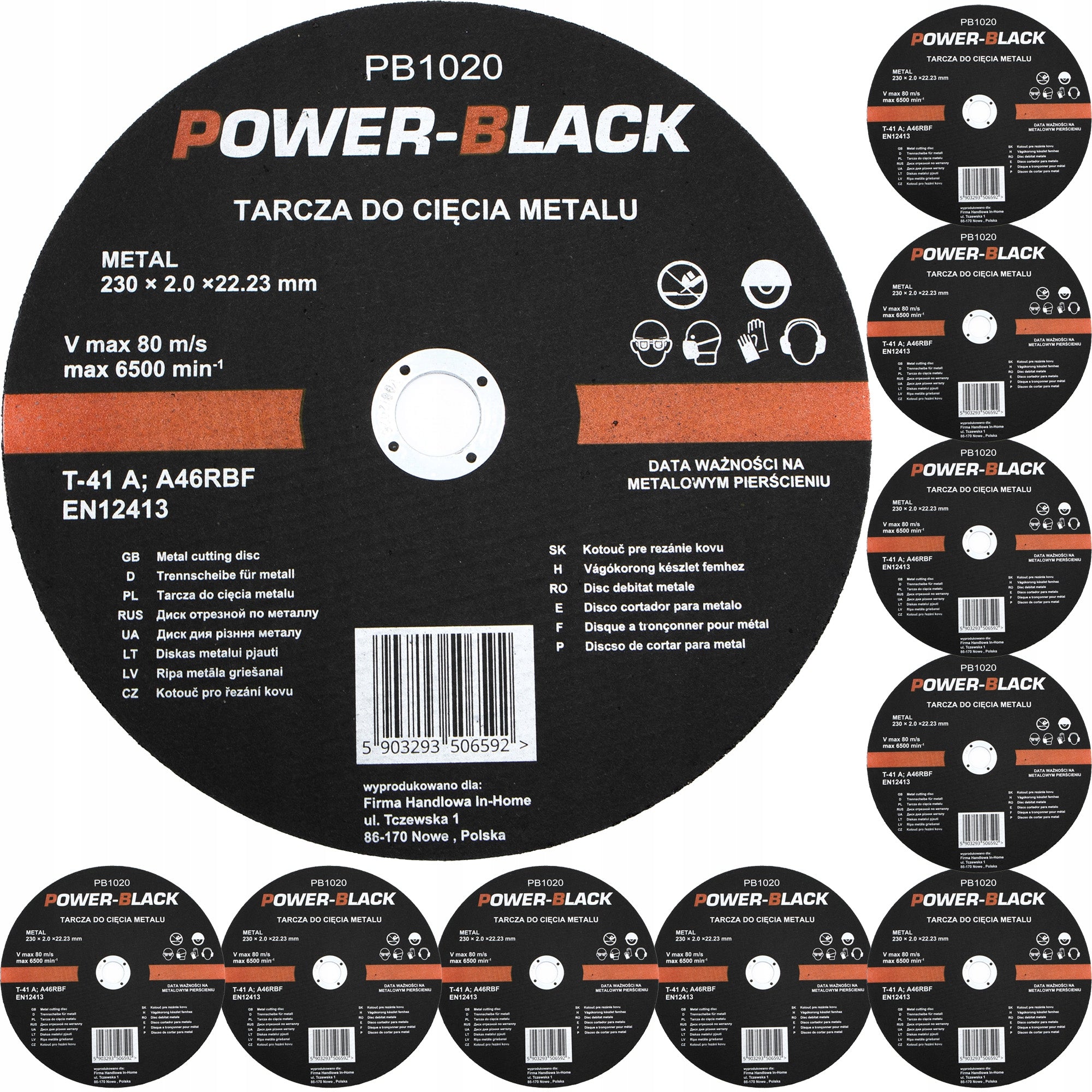 SET OF 10 PCS METAL DISC 230mm x 2.0 CUTTING METAL ALUMINUM STEEL Manufacturer code PB1020