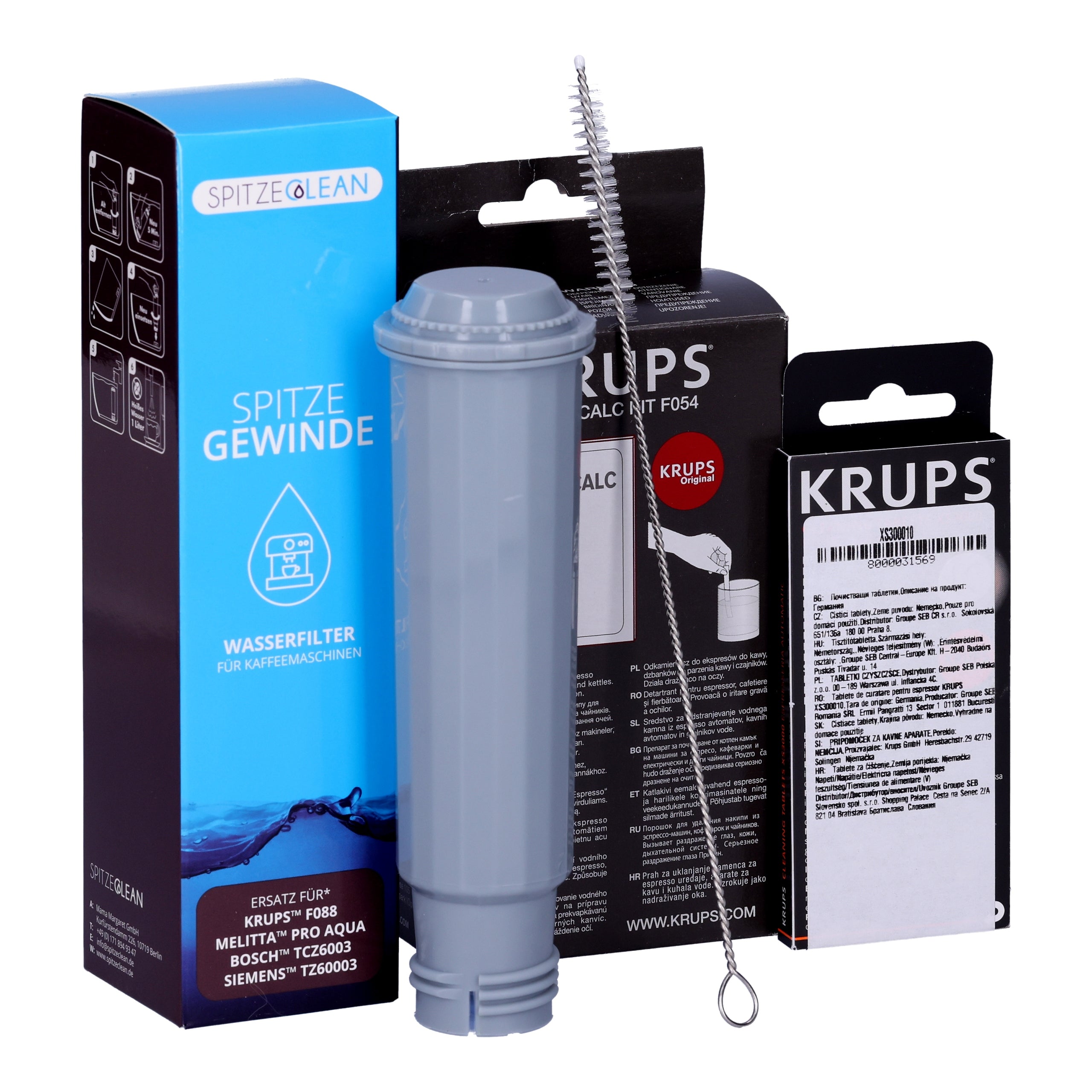 SET OF 1x Water filter for KRUPS machine +Descaler +Tablets +Brush