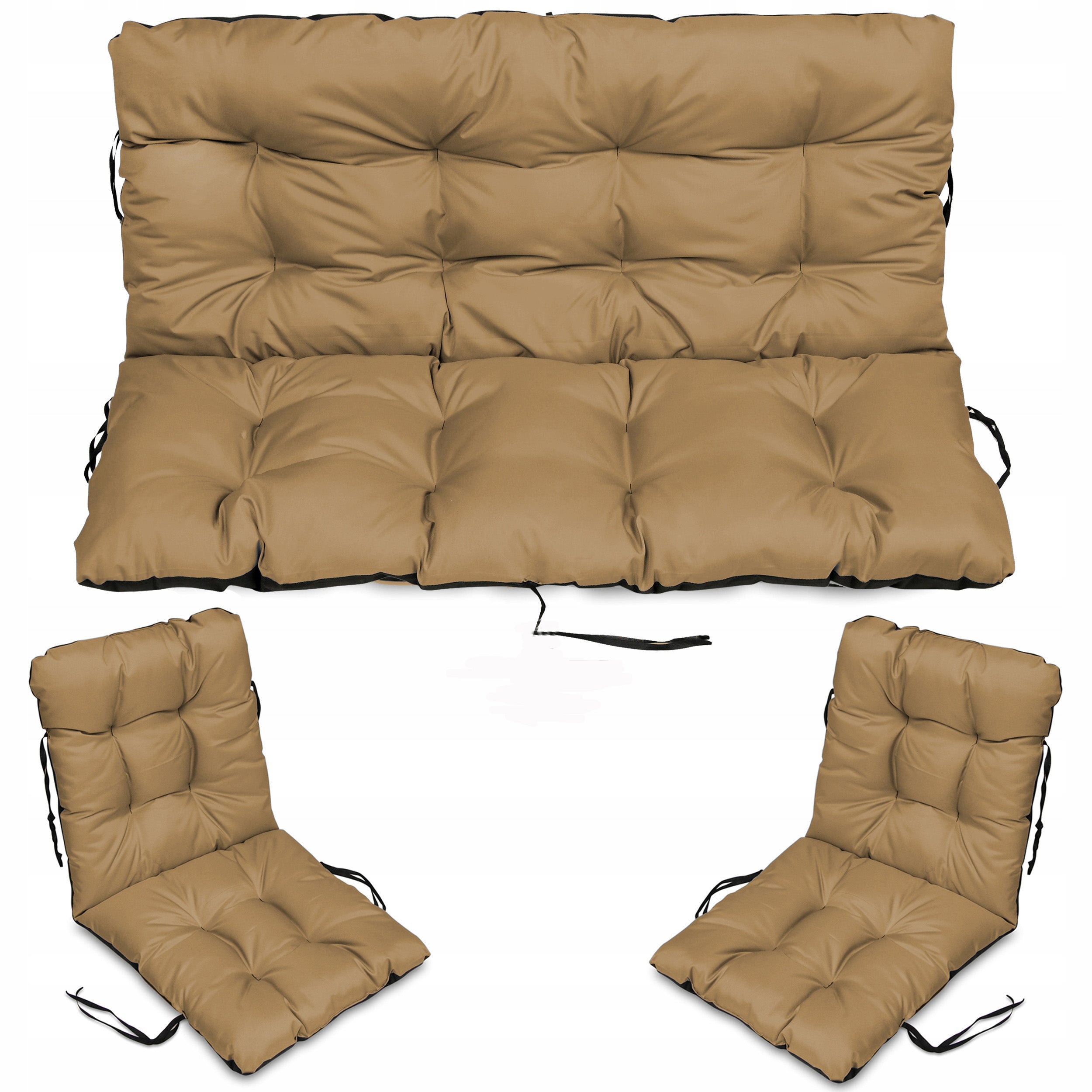 SET OF 2+1 pillows WATERPROOF soft for furniture RATTAN 140x60x50 BEIGE Line prosta