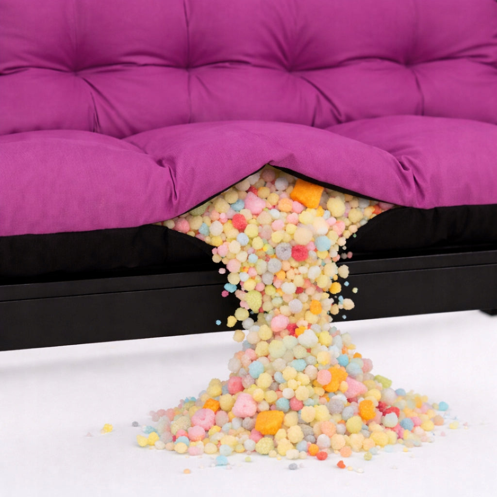 SET OF 2+1 pillows WATERPROOF soft for furniture RATTAN 140x60x50 FUCHSIA Pillow width 110 cm