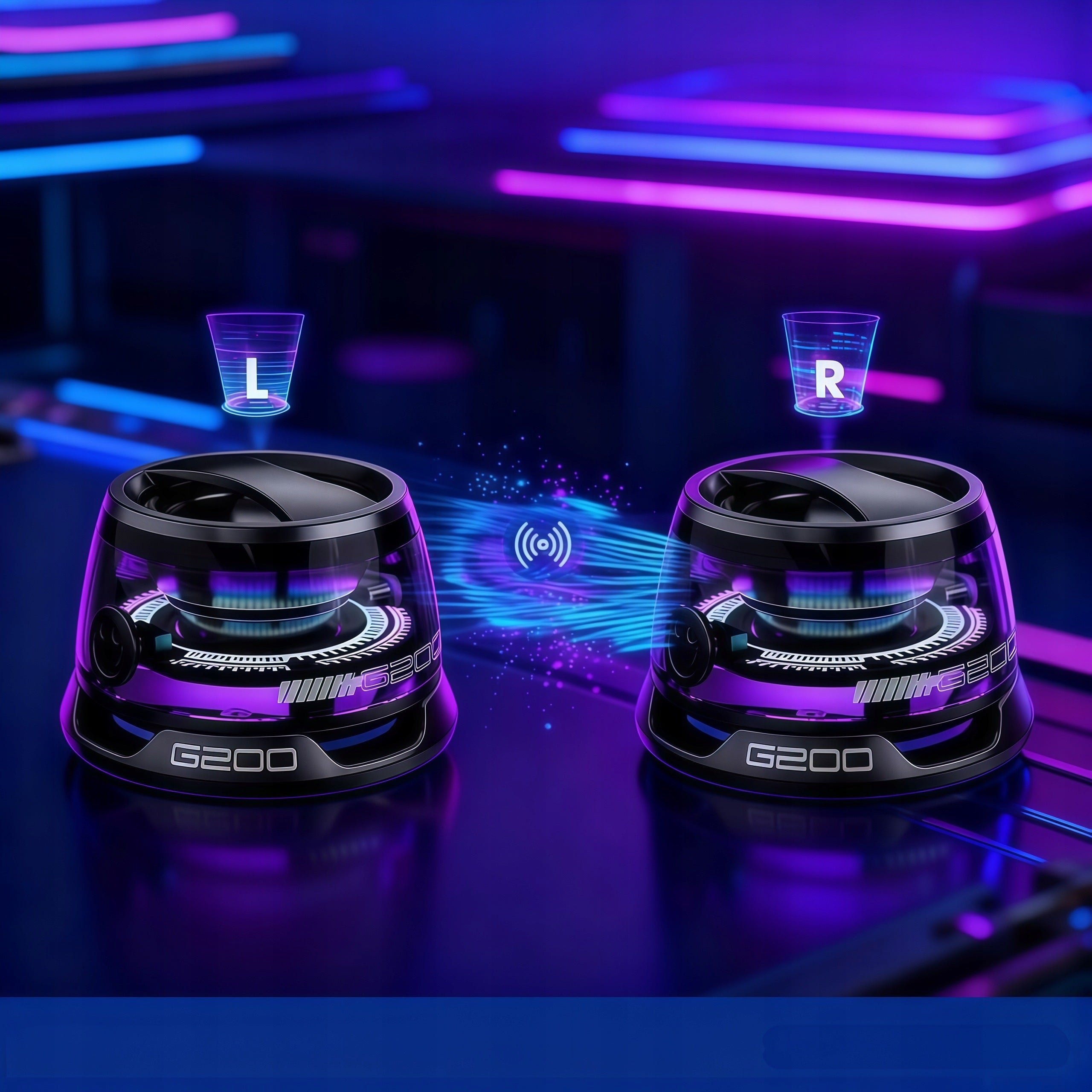 SET OF 2 BLUETOOTH MAGNETIC SPEAKERS G200 TWS STEREO RGB BASS FOR MAGNET Manufacturer code Yanyee073