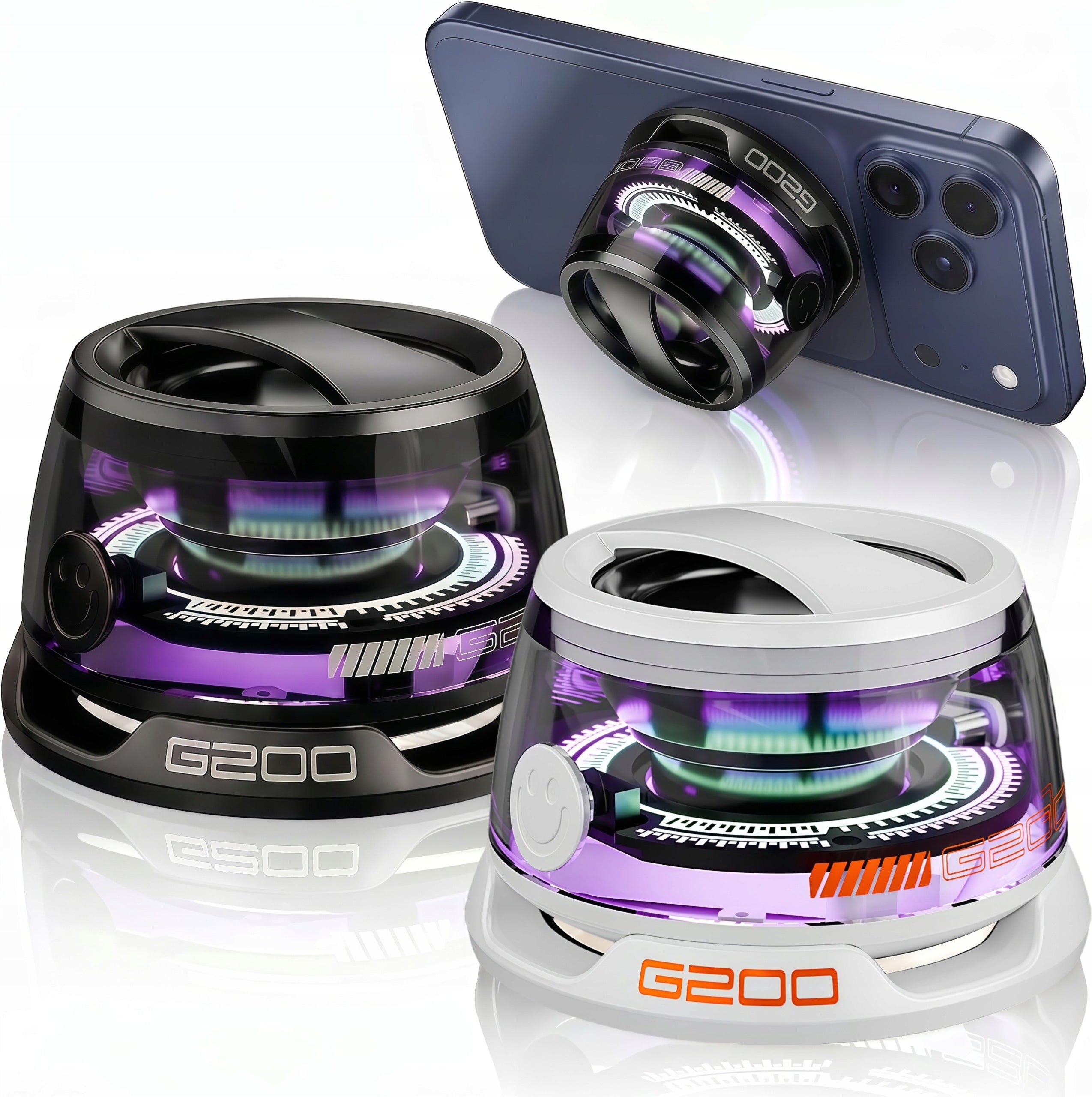 SET OF 2 BLUETOOTH MAGNETIC SPEAKERS G200 TWS STEREO RGB BASS FOR MAGNET