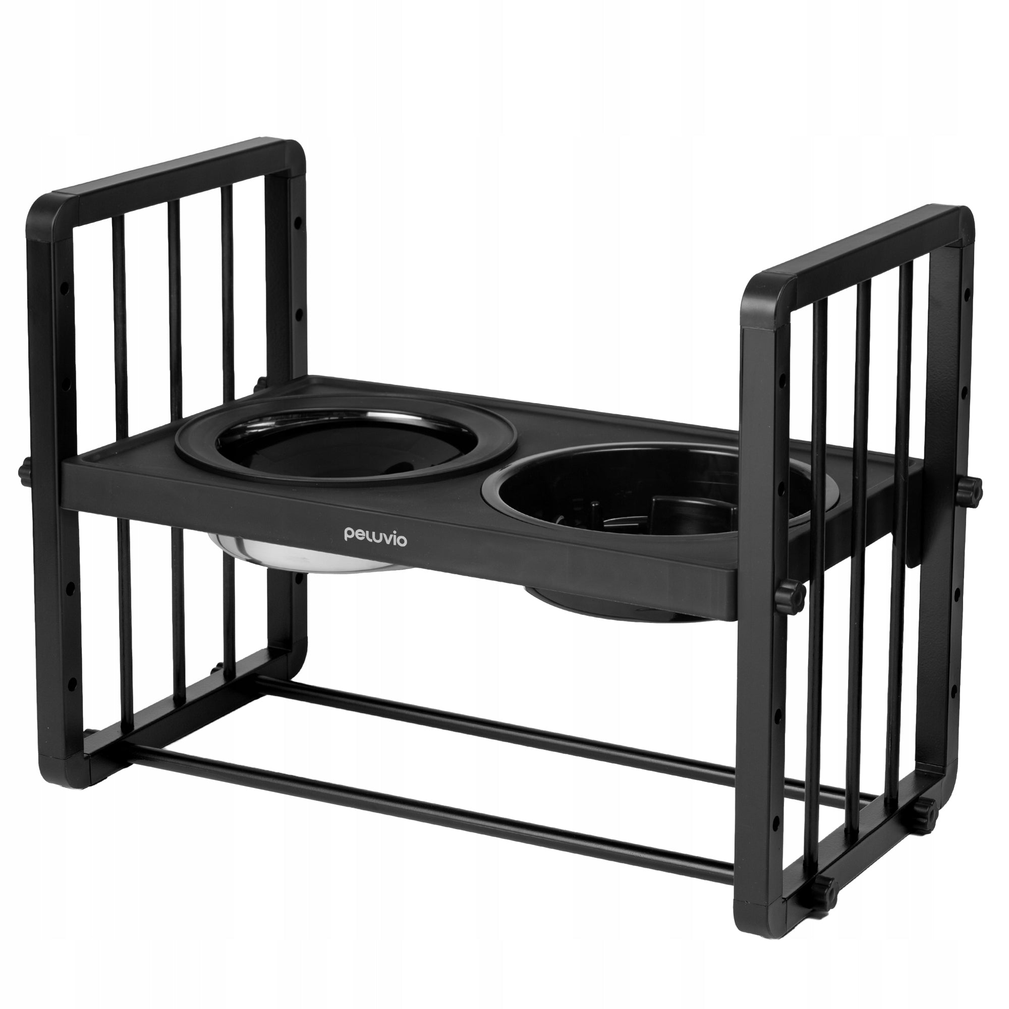 SET OF 2 Bowls on Stand ADJUSTABLE DOG Bowl RACK Peluvio Levee Packaging status original