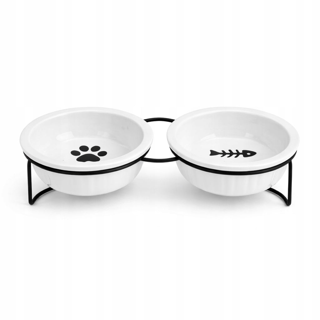 SET OF 2 CERAMIC BOWLS ON STEEL STAND FOR DOG AND CAT 2x360 ml Material ceramic