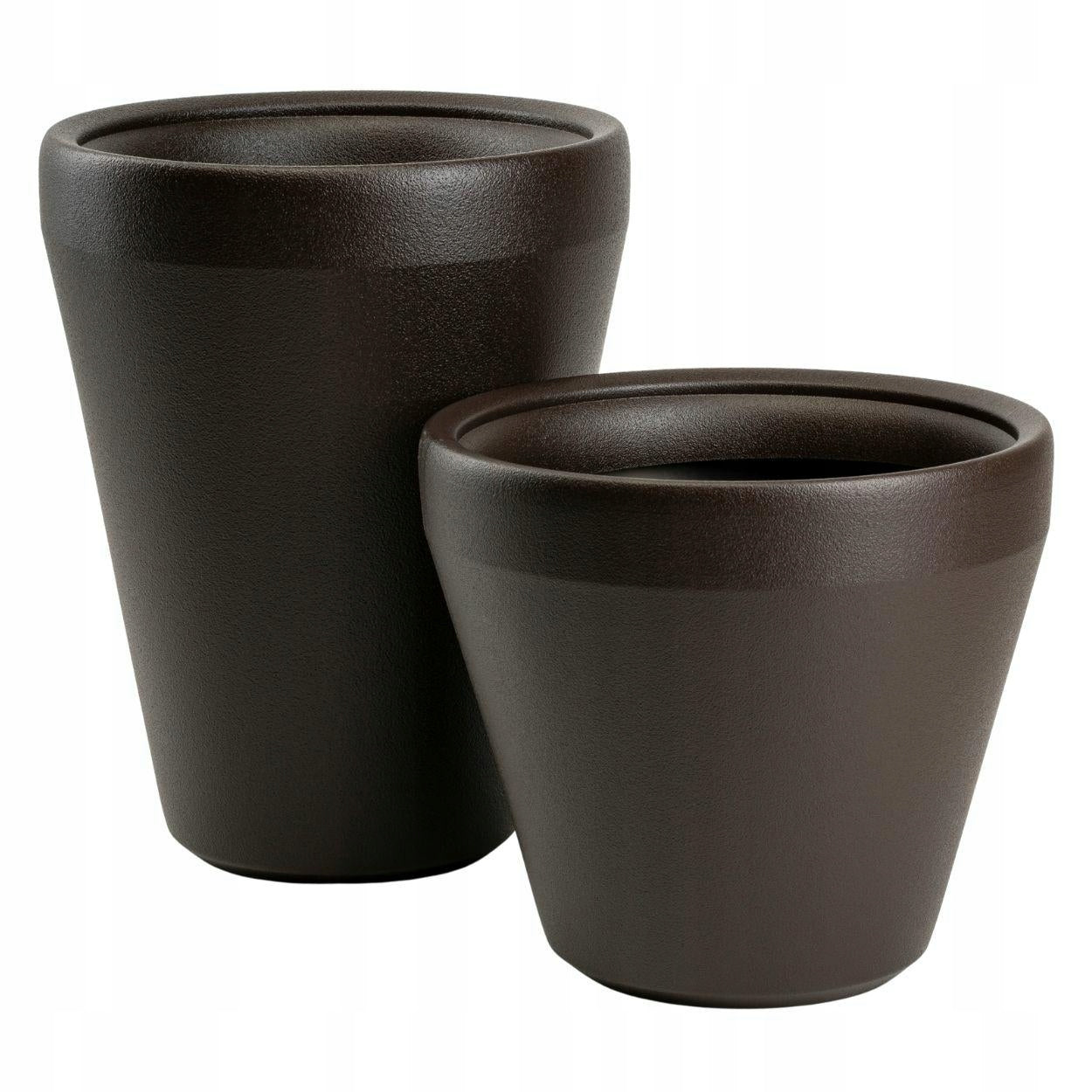 SET OF 2 GARDEN POTS PLASTIC large flower covers terrace brown Packaging status original