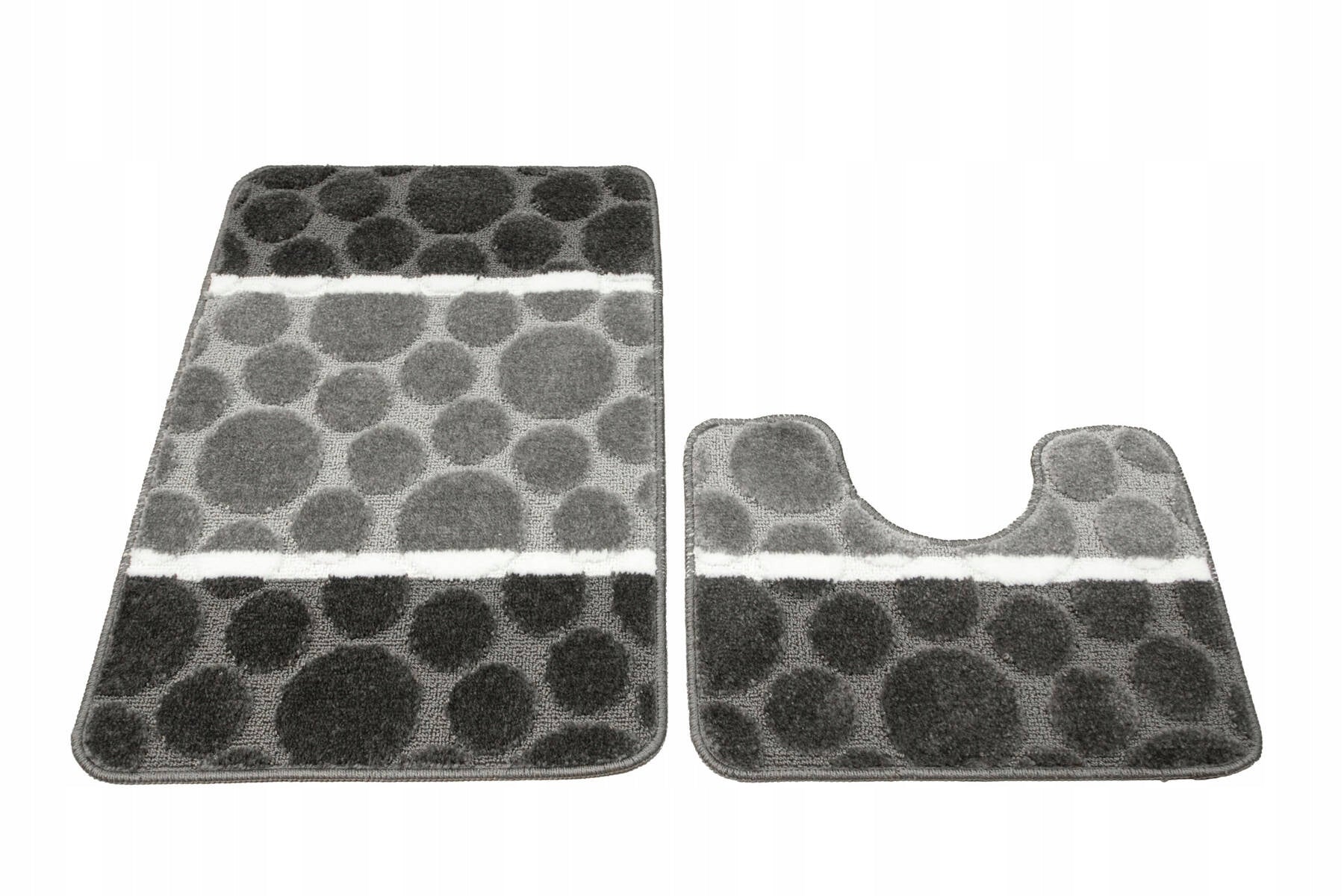 SET OF 2 GRAY NON-SLIP SIENA BATHROOM RUGS WITH POTS Length 80 cm