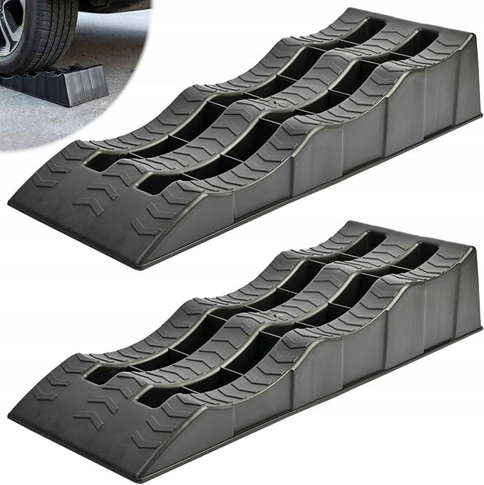 SET OF 2 PLASTIC CAR RAMPS up to 2000 kg 61 x 21 x 12 cm 3 DEGREES