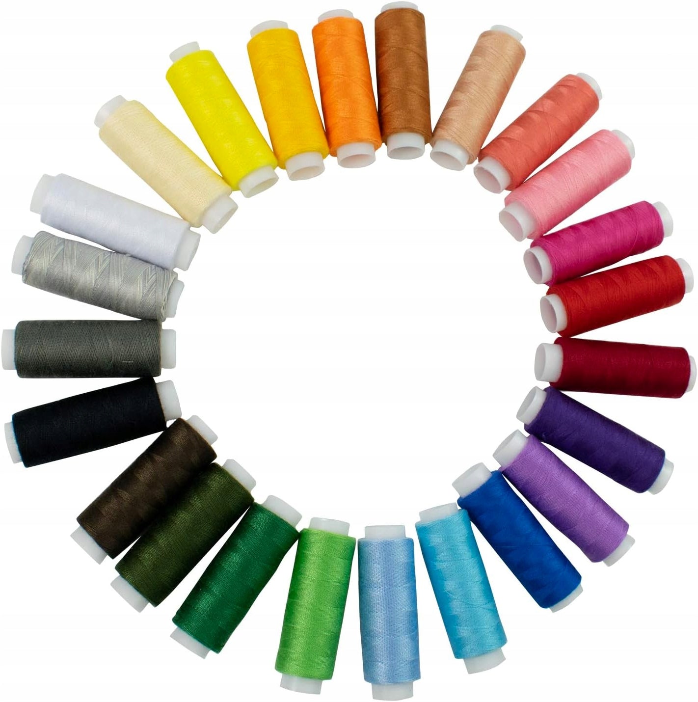 SET OF 24 SPOOLS OF POLYESTER THREAD FOR SEWING MULTICOLOR 182M