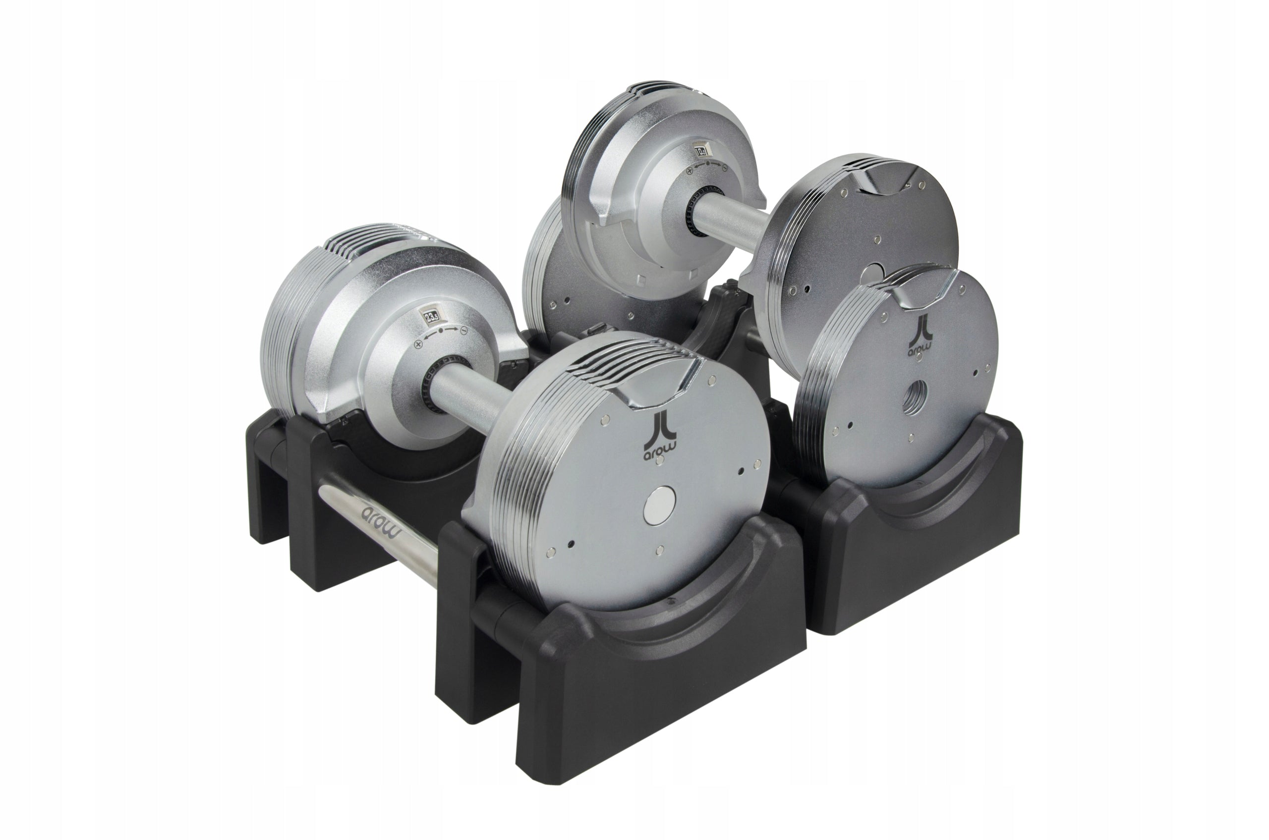 SET OF 2X ADJUSTABLE DUMBBELL 23,5 kg Barbell Silver adjustment every 1,5kg Type adjustable