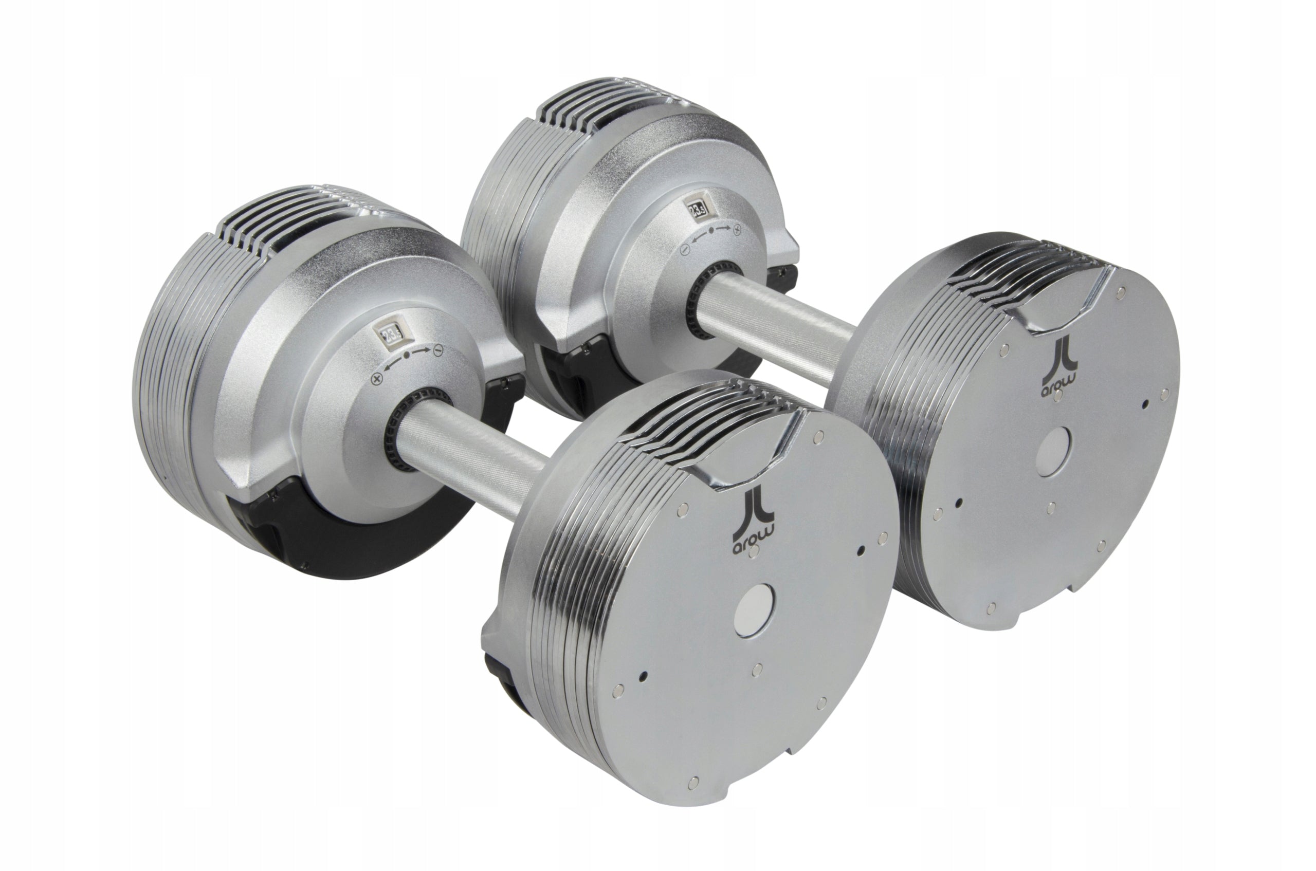 SET OF 2X ADJUSTABLE DUMBBELL 23,5 kg Barbell Silver adjustment every 1,5kg Weight 2x 24 kg