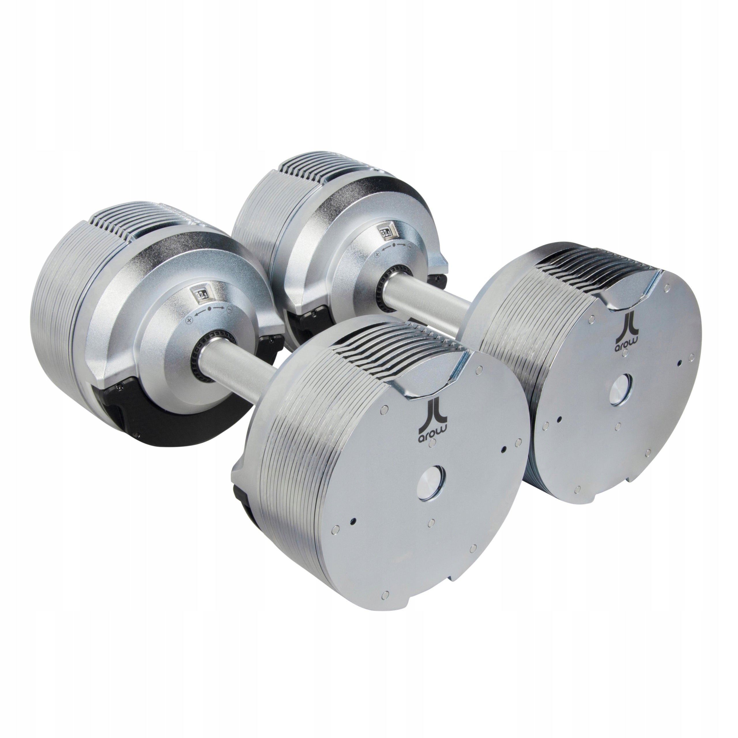 SET OF 2X ADJUSTABLE DUMBBELL 32,5 kg Barbell Silver adjustment every 1,5kg Manufacturer code ZESTAW 2X HANTLE REGULOWANE SREBRNE 32,5