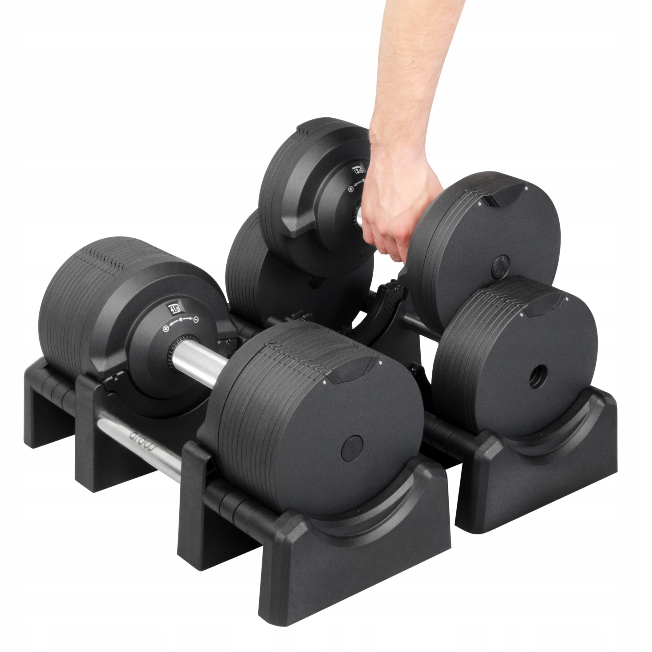 SET OF 2X ADJUSTABLE DUMBBELL 41,5 kg Barbell Bar Black adjustment every 1,5kg Brand Arow