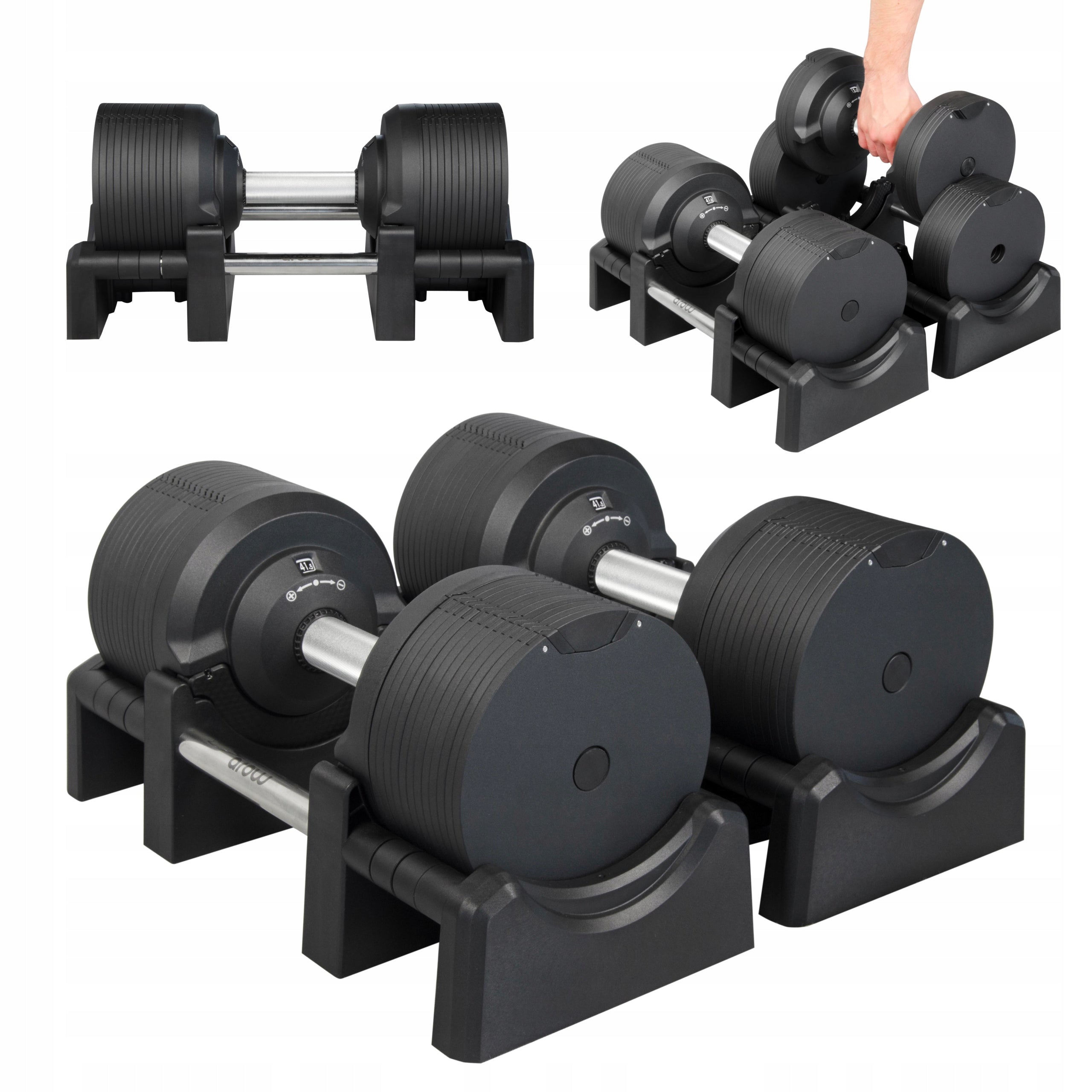 SET OF 2X ADJUSTABLE DUMBBELL 41,5 kg Barbell Bar Black adjustment every 1,5kg