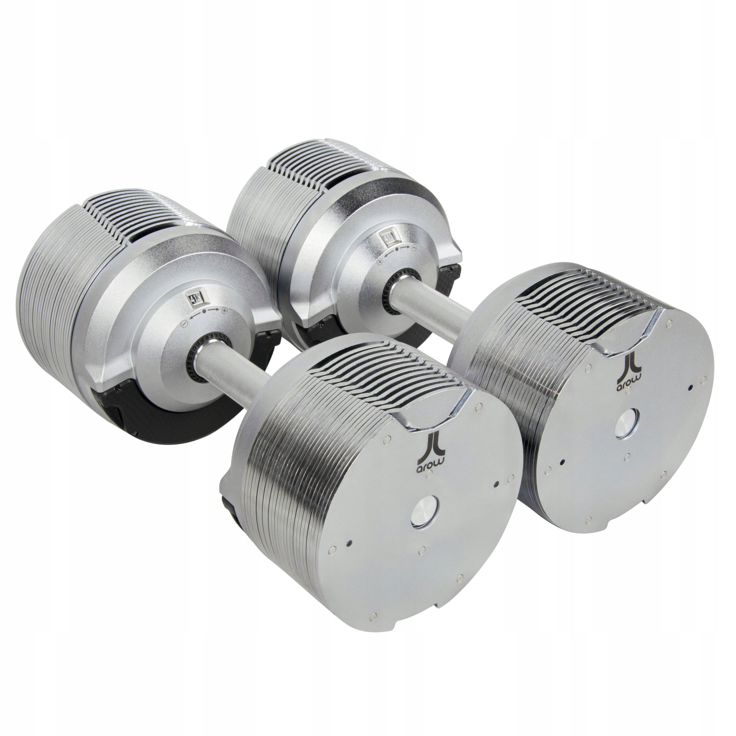 SET OF 2X ADJUSTABLE DUMBBELL 41,5 kg Barbell Silver adjustment every 1,5kg Brand Arow