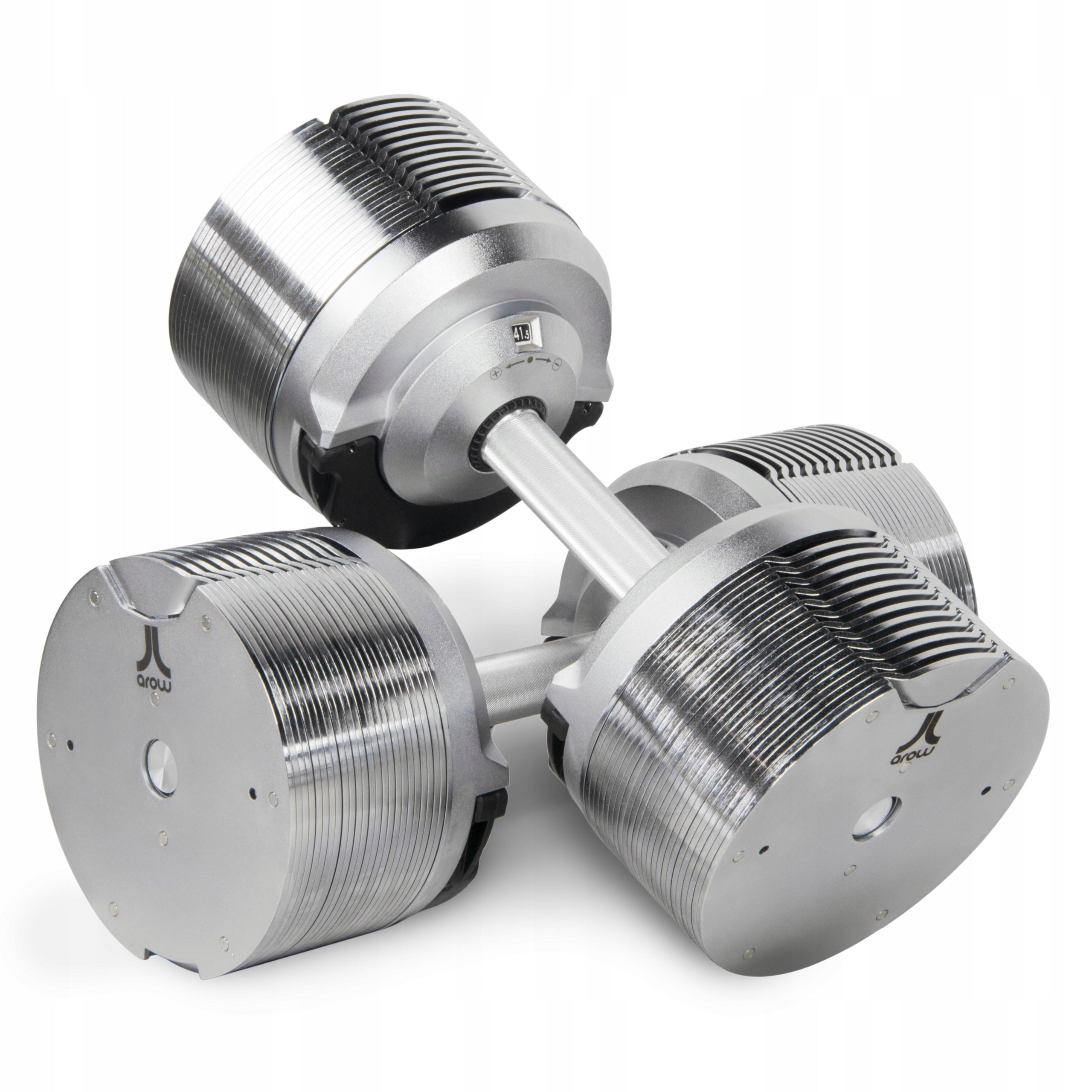 SET OF 2X ADJUSTABLE DUMBBELL 41,5 kg Barbell Silver adjustment every 1,5kg Manufacturer code ZESTAW 2X HANTLE REGULOWANE SREBRNE 41,5
