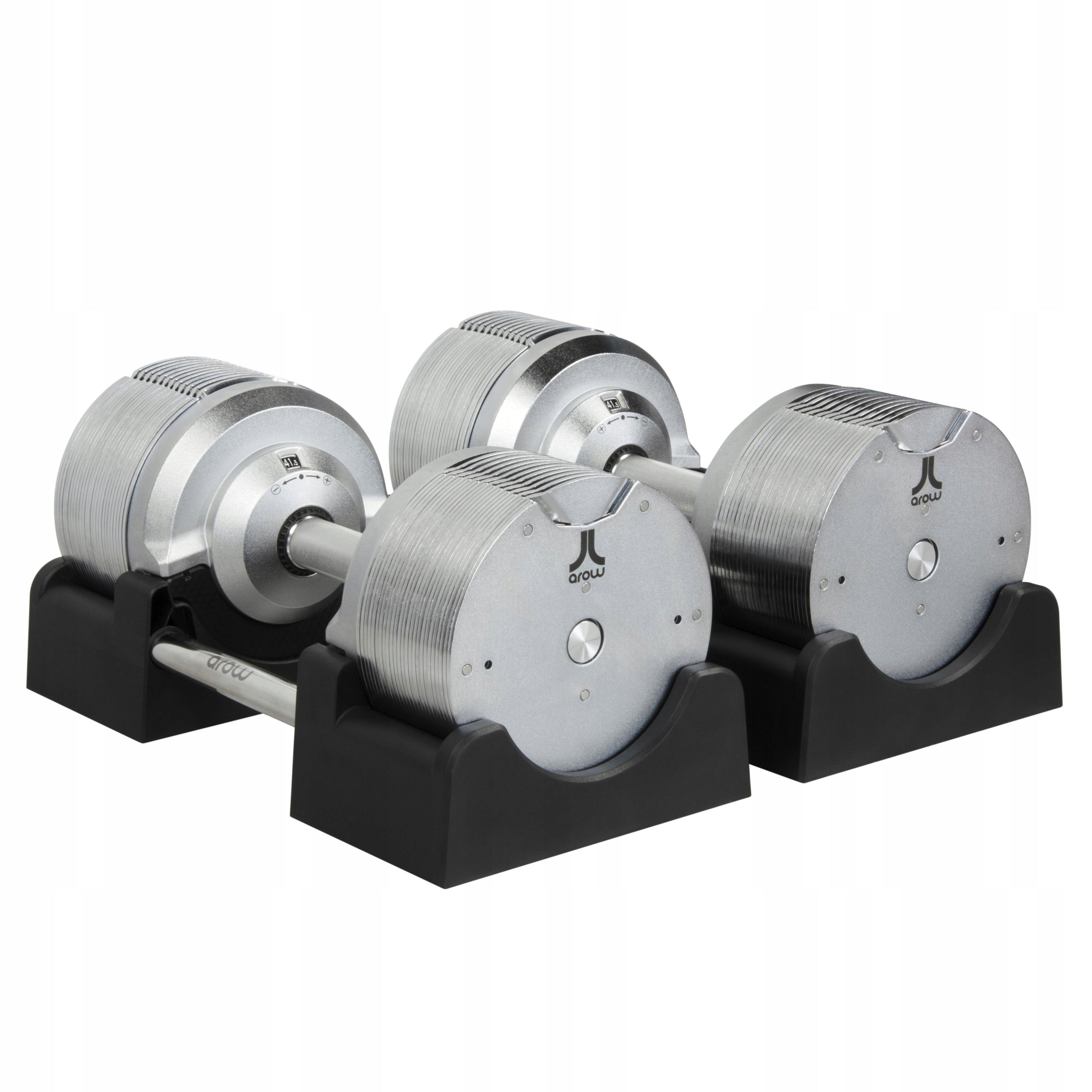 SET OF 2X ADJUSTABLE DUMBBELL 41,5 kg Barbell Silver adjustment every 1,5kg Model 2x HANTLE 41,5KG SREBRNE