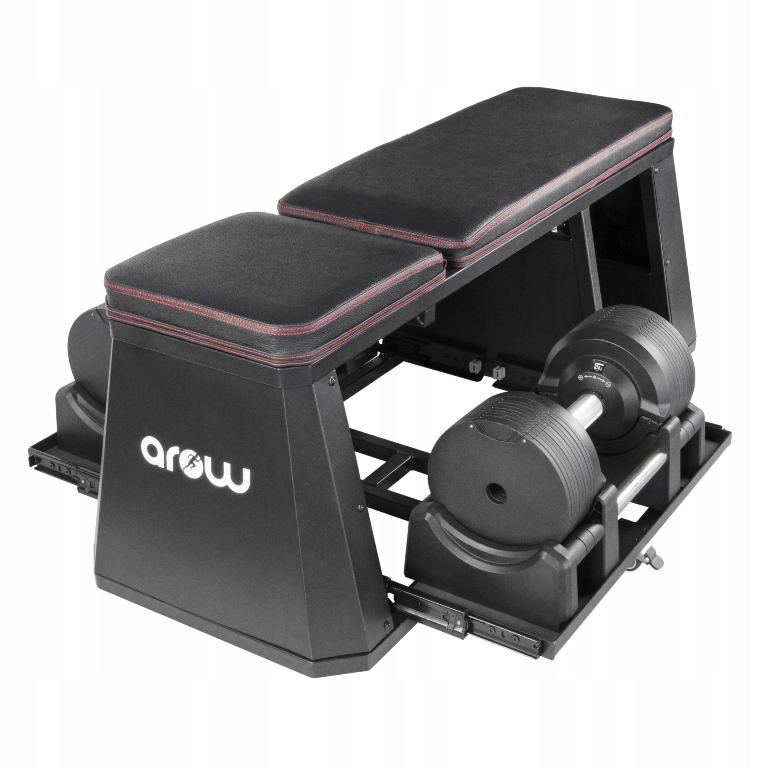 SET OF 2X ADJUSTABLE DUMBBELL 41,5 kg Black + EXERCISE BENCH Brand Arow