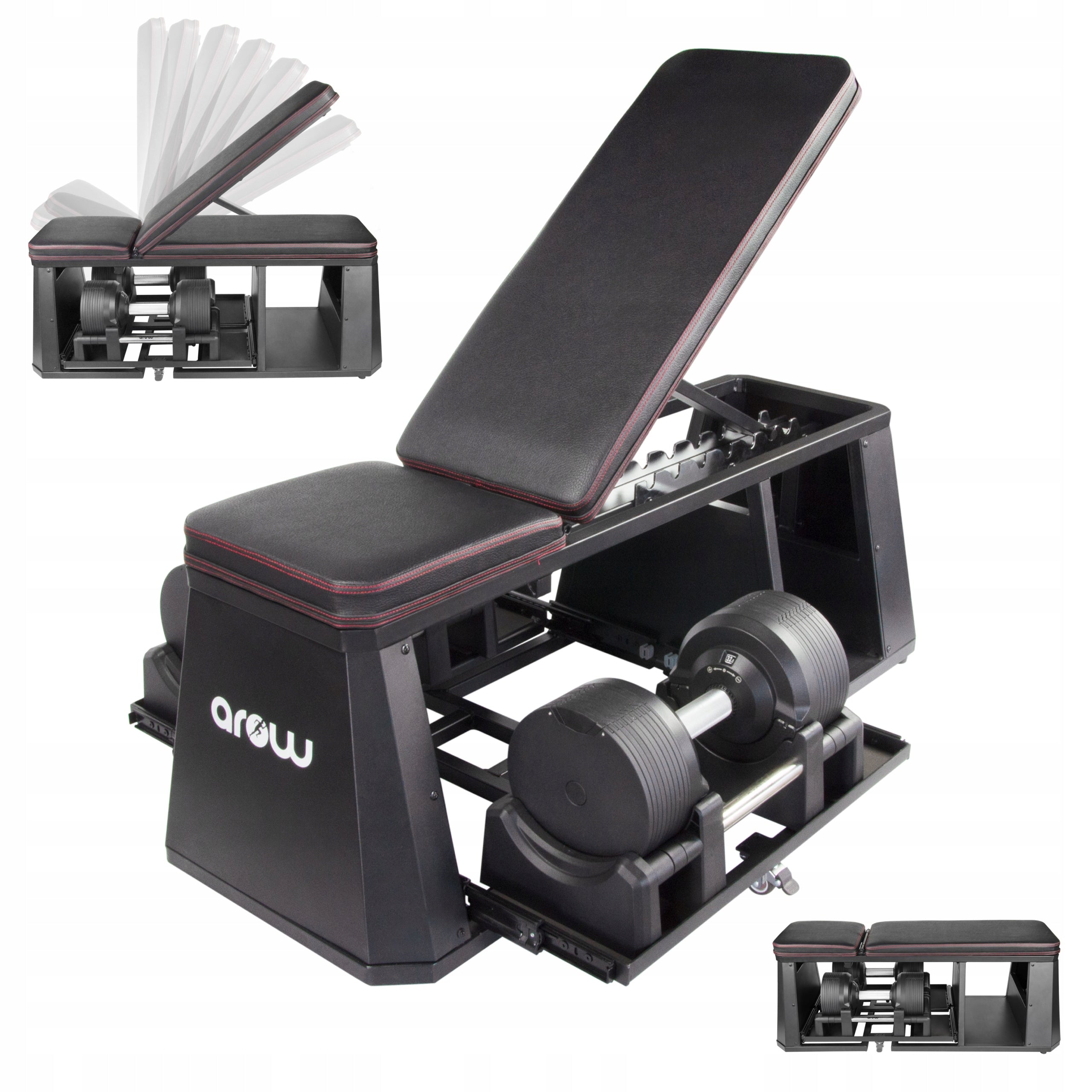 SET OF 2X ADJUSTABLE DUMBBELL 41,5 kg Black + EXERCISE BENCH