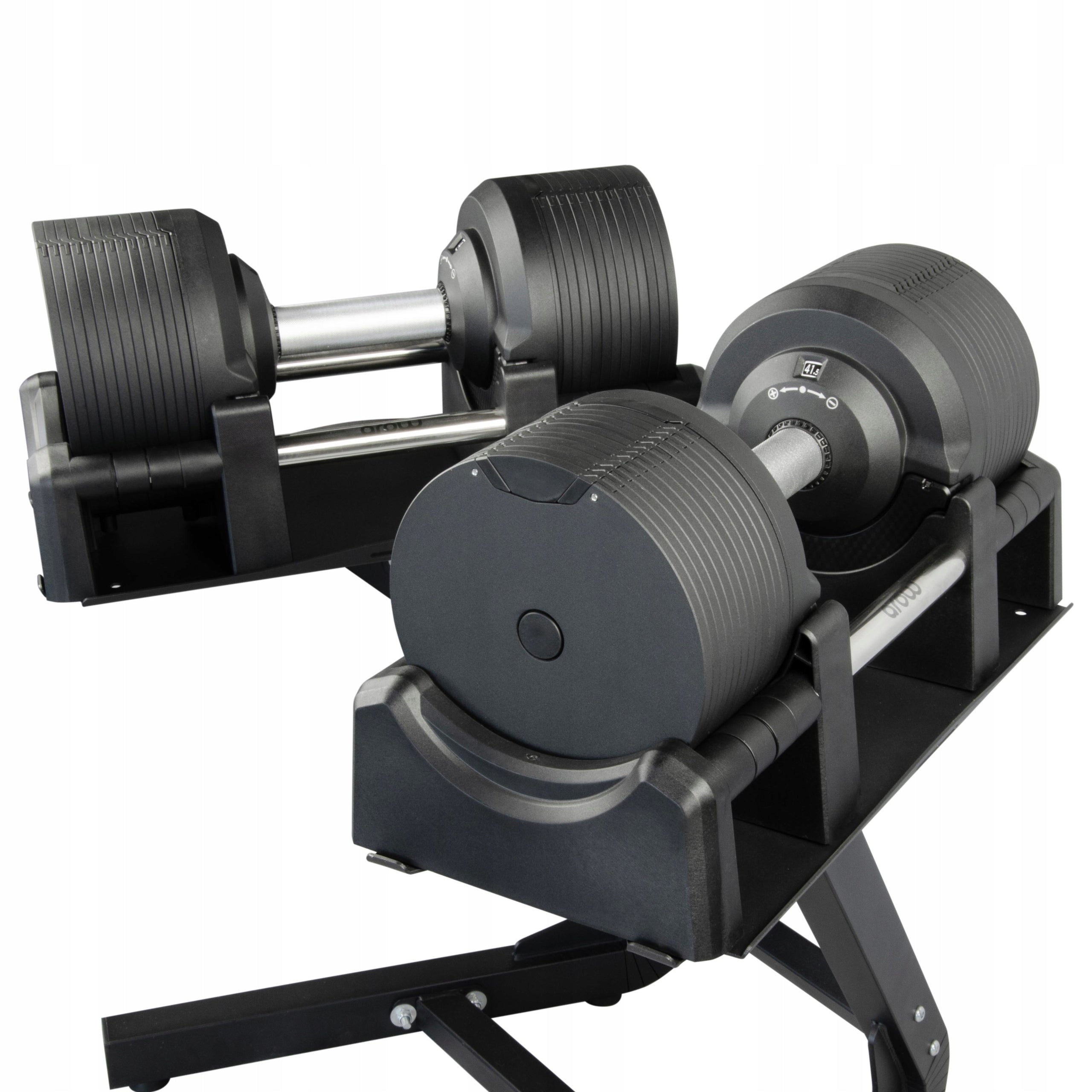SET OF 2X ADJUSTABLE DUMBBELLS BLACK 41,5KG + STAND BLACK FOR DUMBBELLS 100KG Brand Arow