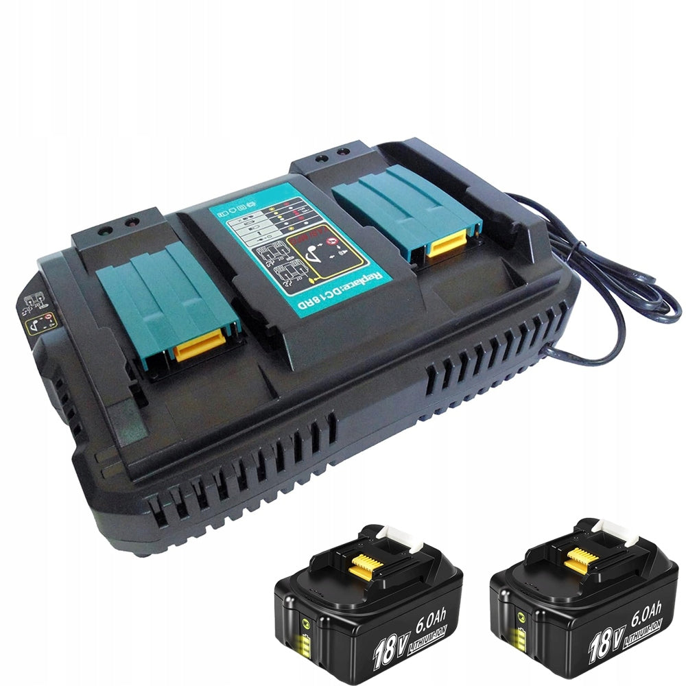 SET OF 2X BATTERY 18V 6000MAH + DOUBLE CHARGER MAKITA Product weight with unit packaging 1 kg