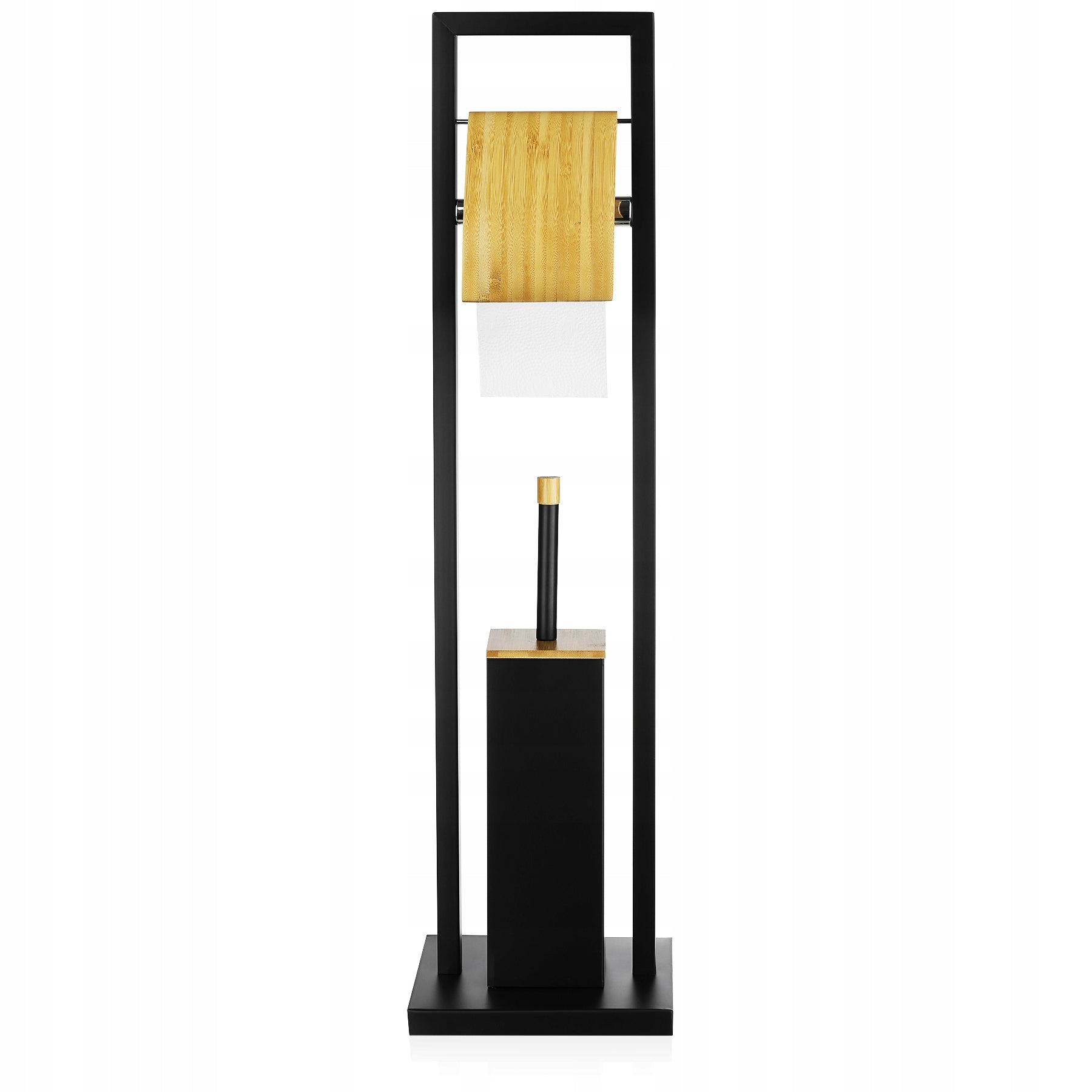 SET OF 2in1 TOILET PAPER STAND + TOILET BRUSH BLACK BAMBOO LOFT