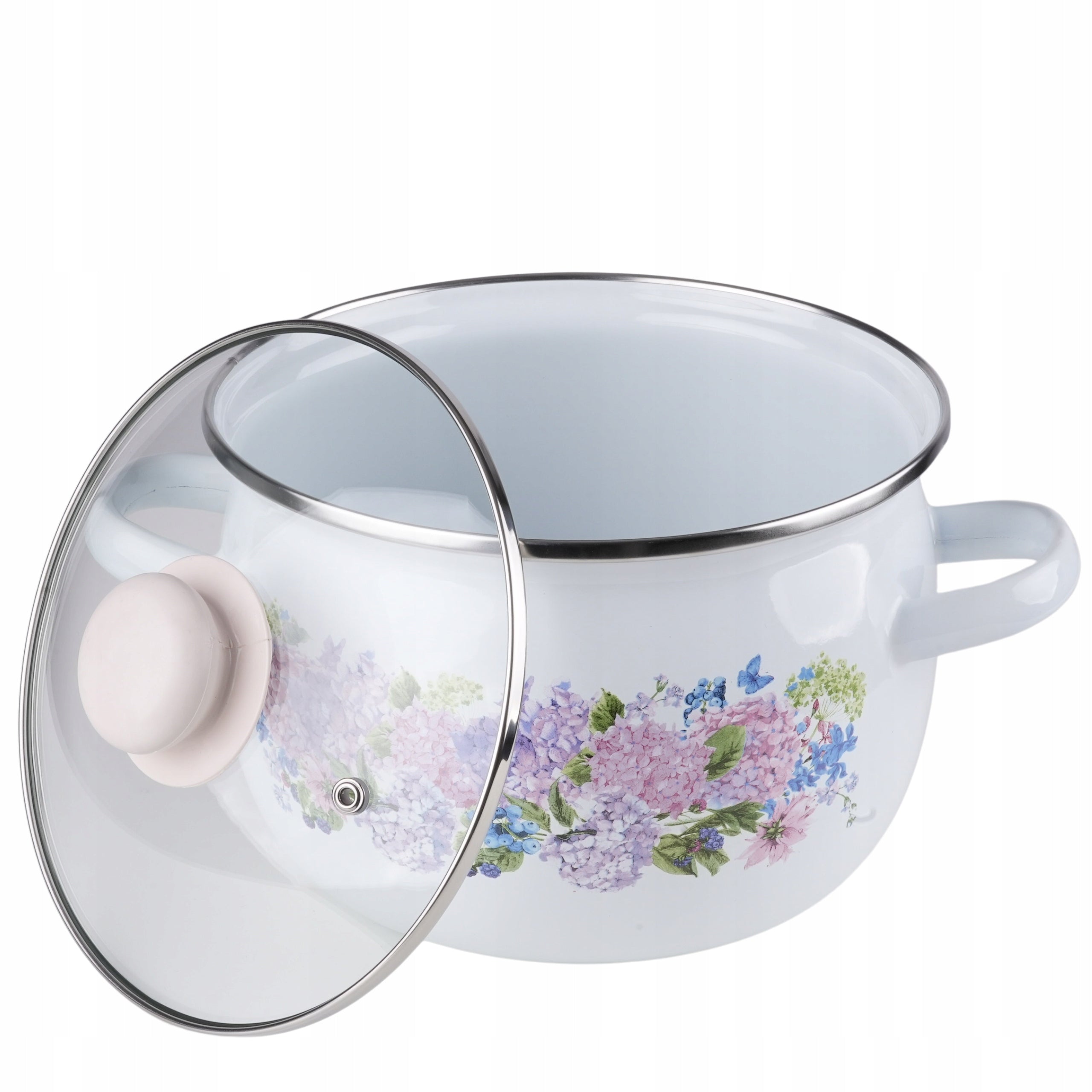 SET OF 3 ENAMEL POTS + COVERS INDUCTION GAS ENAMEL POTS 6EL Color multicolor