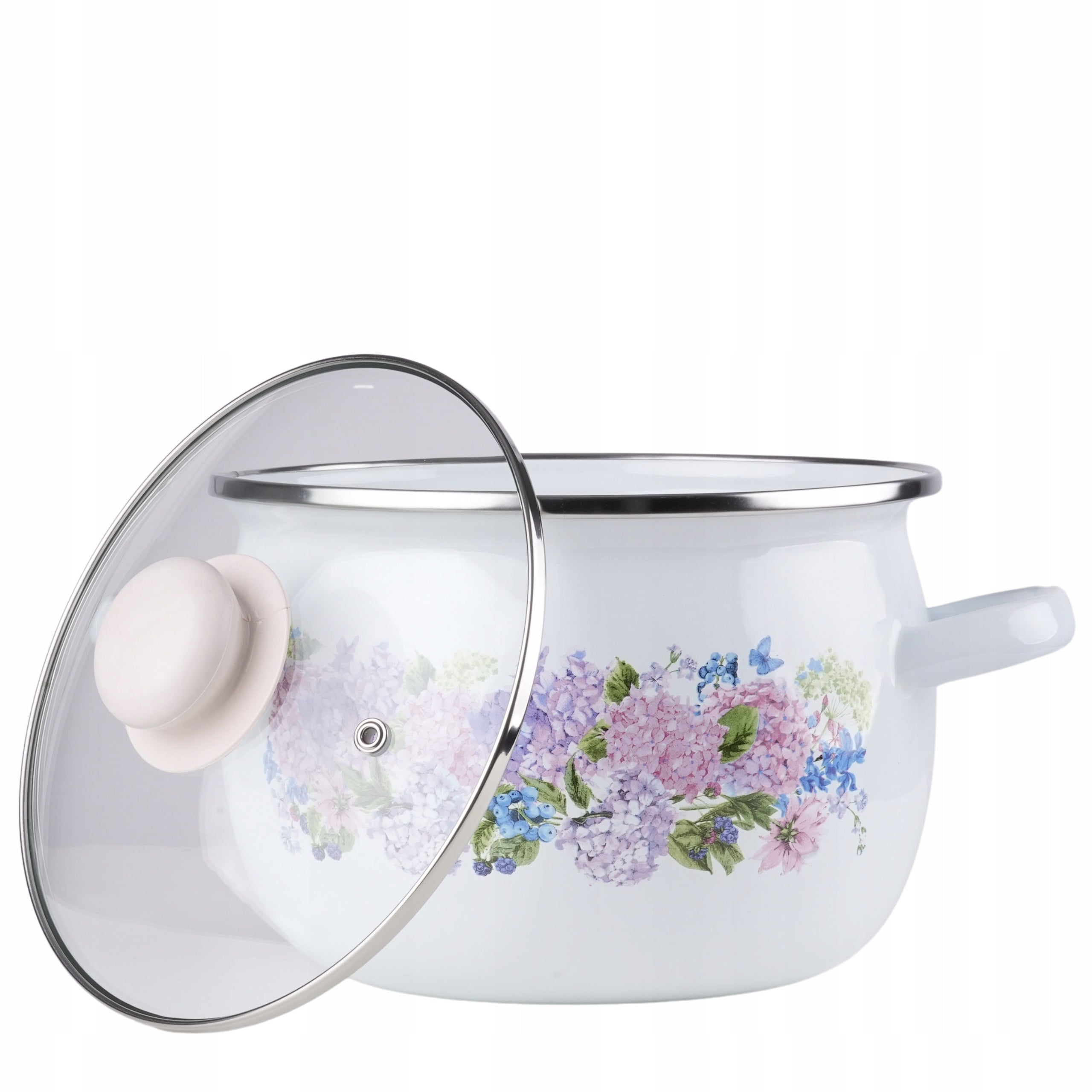 SET OF 3 ENAMEL POTS + COVERS INDUCTION GAS ENAMEL POTS 6EL Material enamel