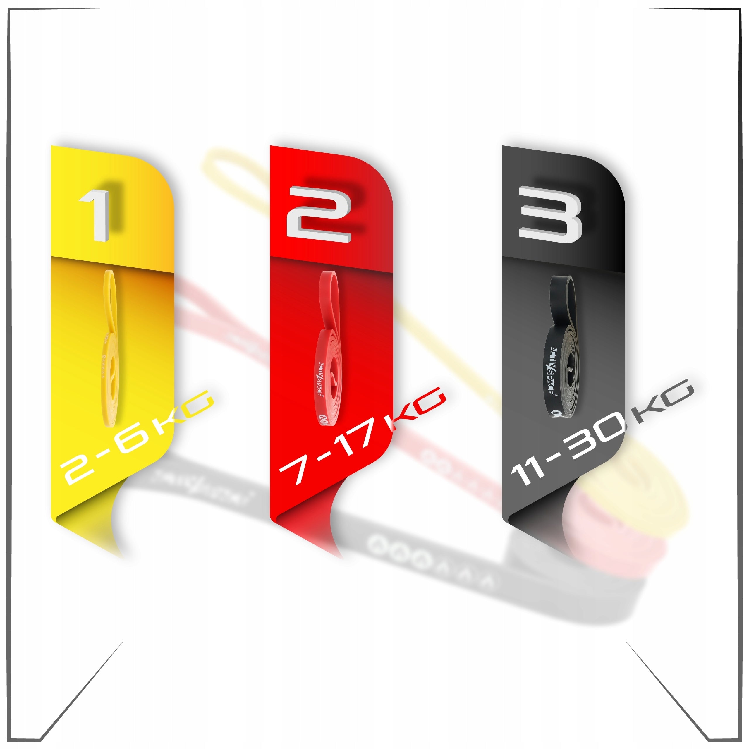 SET OF 3 EXERCISE GUMS POWERBAND fitness resistance rubberS HIGH QUALITY ACTIV Length 208 cm