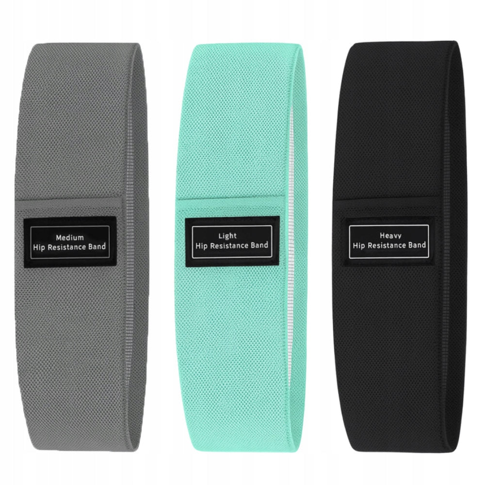 SET OF 3 HIP BAND EXERCISE RUBBERS MATERIAL RESISTANCE FITNESS BANDS THIGHS Color multicolor