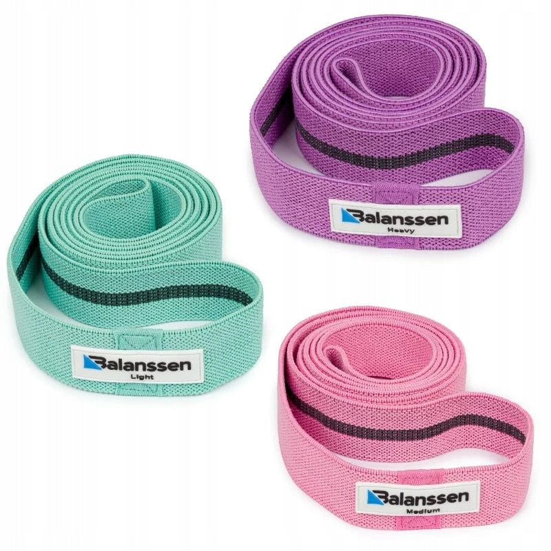 SET OF 3 MATERIAL RUBBERS FOR RESISTANCE EXERCISES POWER BANDS BALANSSEN Brand Balanssen