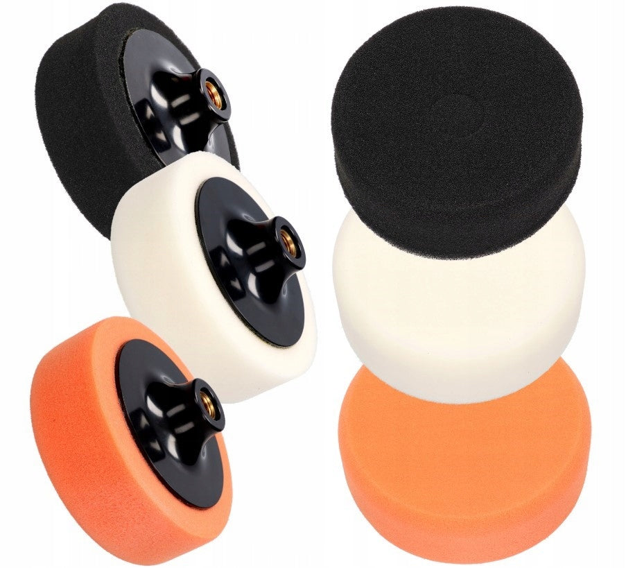 SET OF 3 POLISHING SPONGES FOR POLISHER 125mm M14 SOFT MEDIUM HARD PAD