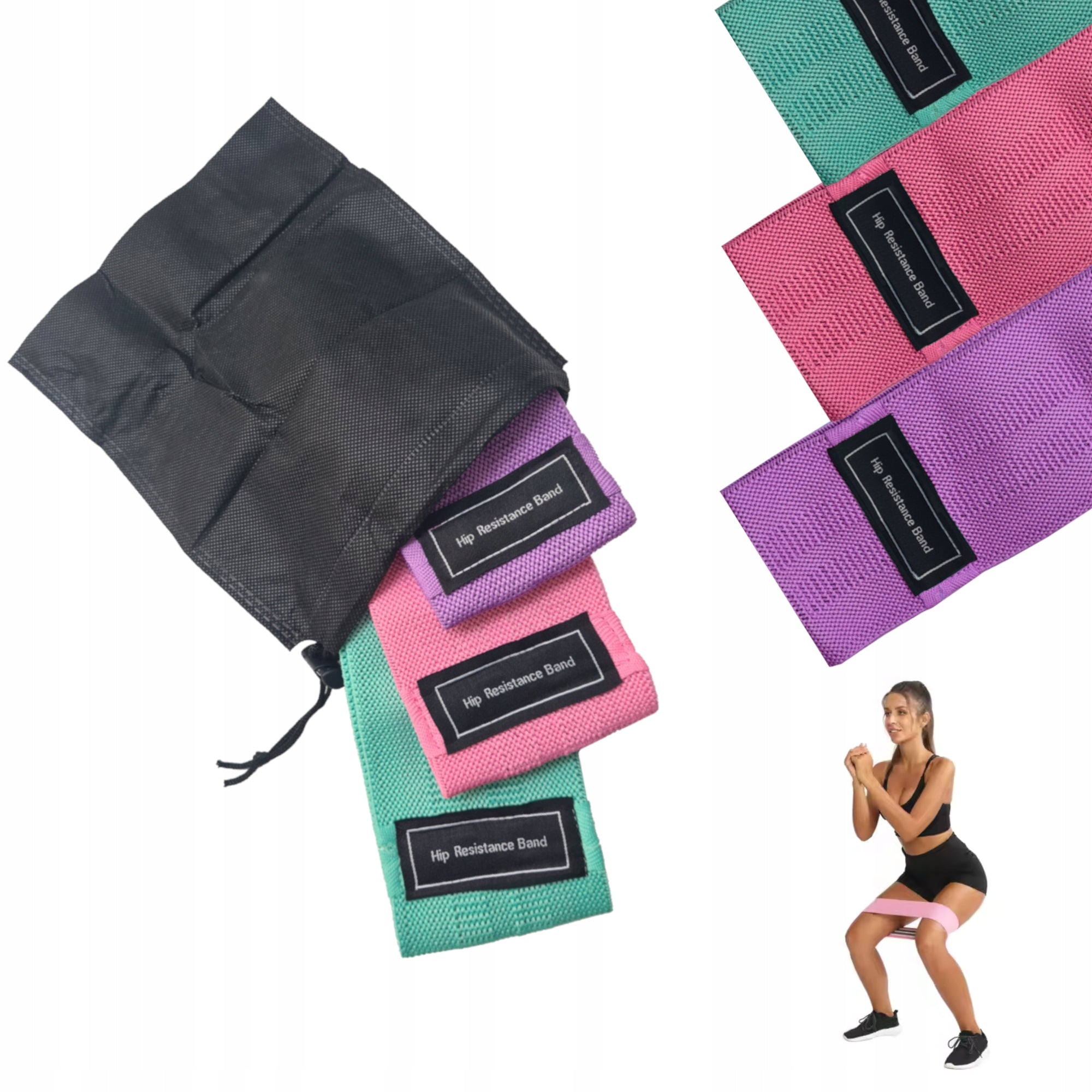 SET OF 3 RESISTANCE BANDS FOR HIP BAND EXERCISES FOR AEROBICS