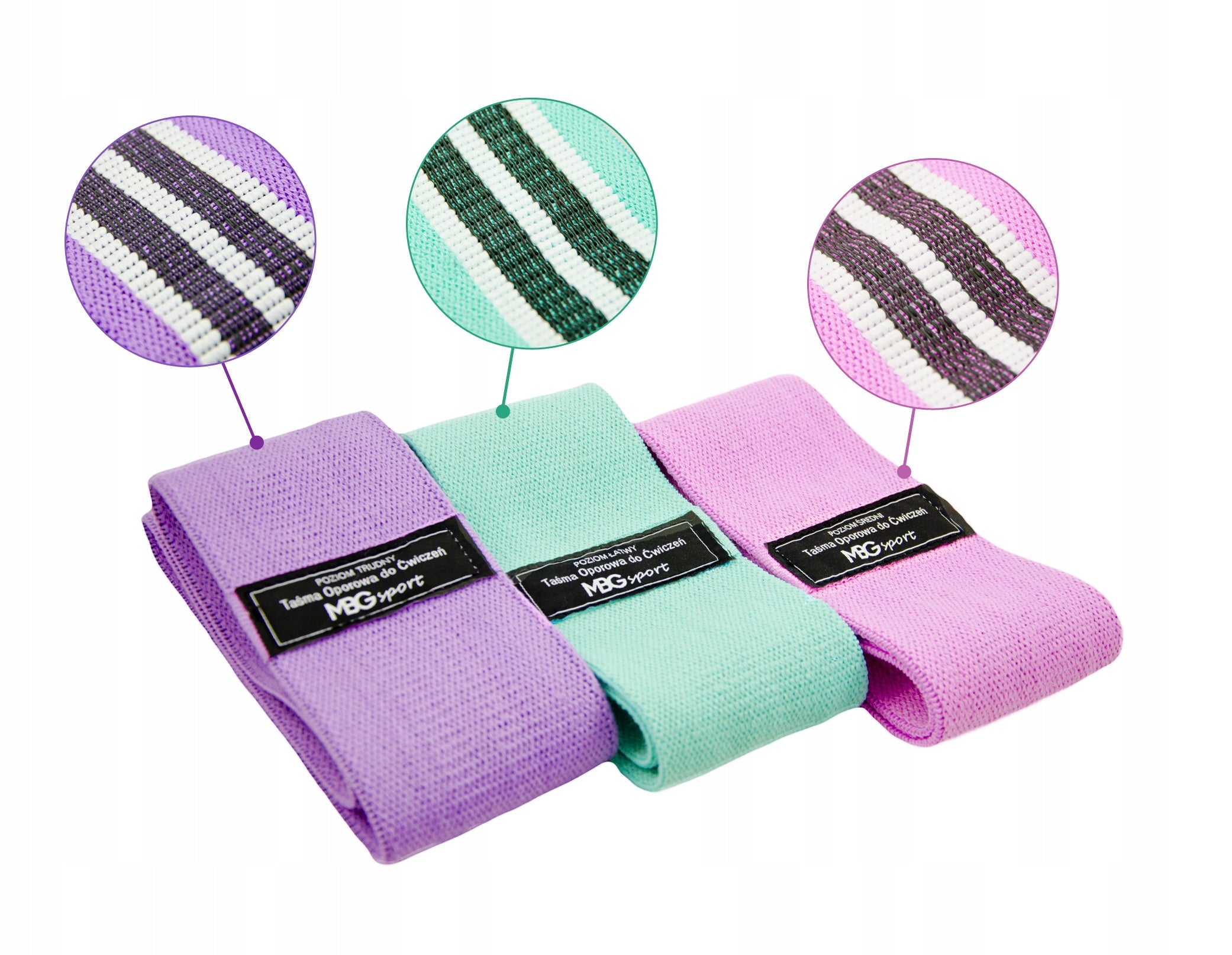 SET OF 3 RESISTANCE RUBBER BANDS MATERIAL FOR EXERCISE Color multicolor
