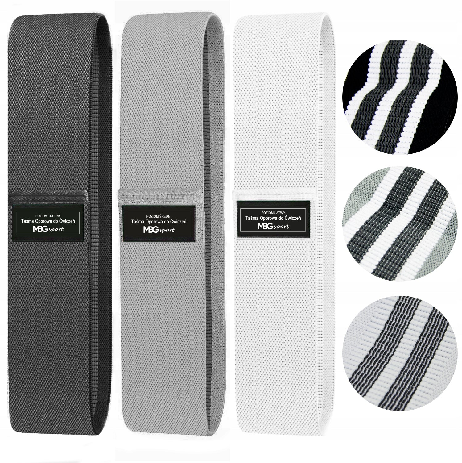 SET OF 3 RESISTANCE RUBBER BANDS MATERIAL FOR EXERCISE