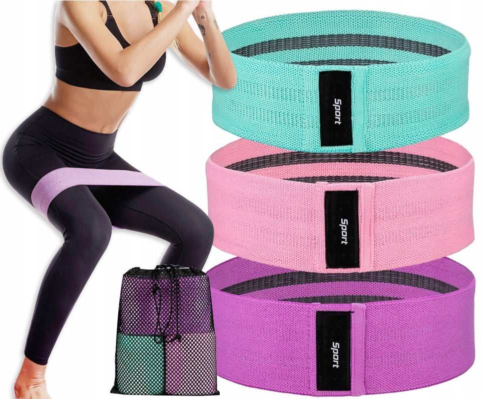 SET OF 3 RESISTANCE RUBBER EXERCISE RUBBER MATERIAL STRONG FITNESS BANDS