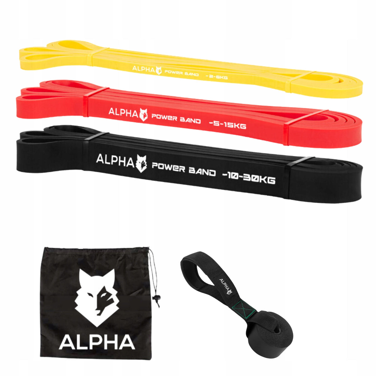 SET OF 3 RESISTANCE RUBBERS FOR EXERCISE WORKOUT CROSSFIT FITNESS + HANDLE