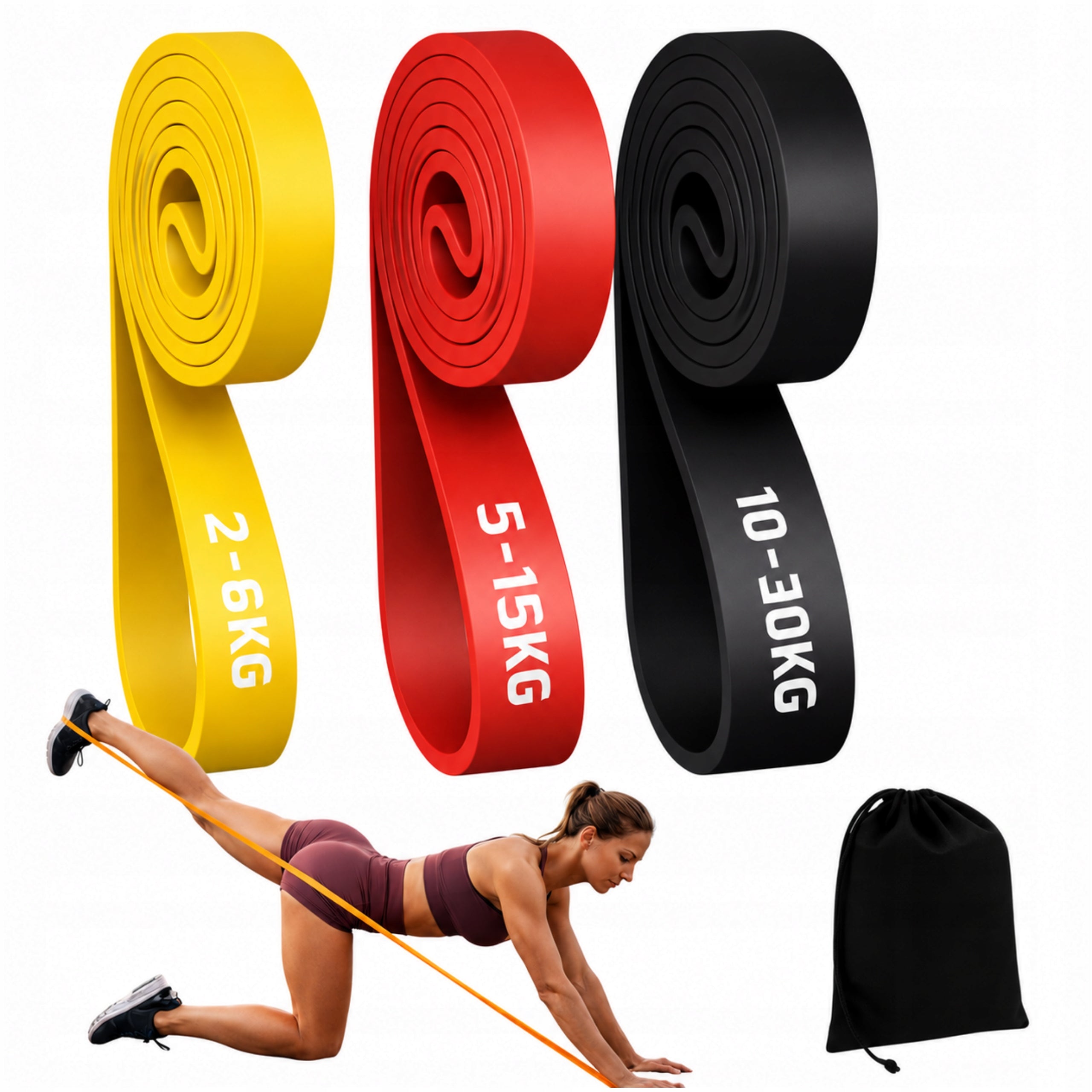 SET OF 3 RUBBER BANDS RESISTANCE BANDS FITNESS TAPE RUBBER STRONG