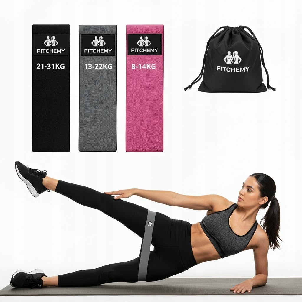 SET OF 3 RUBBER EXERCISE BANDS MATERIAL STRONG FITNESS BANDS HIP MINI BAND Width 80 mm